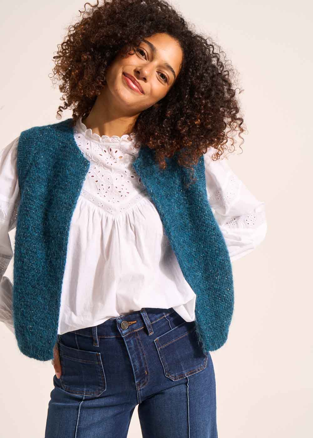 GOTANAX Gilet sans manches en mohair fils métallisés - 1 - Sud Express - Sud Express