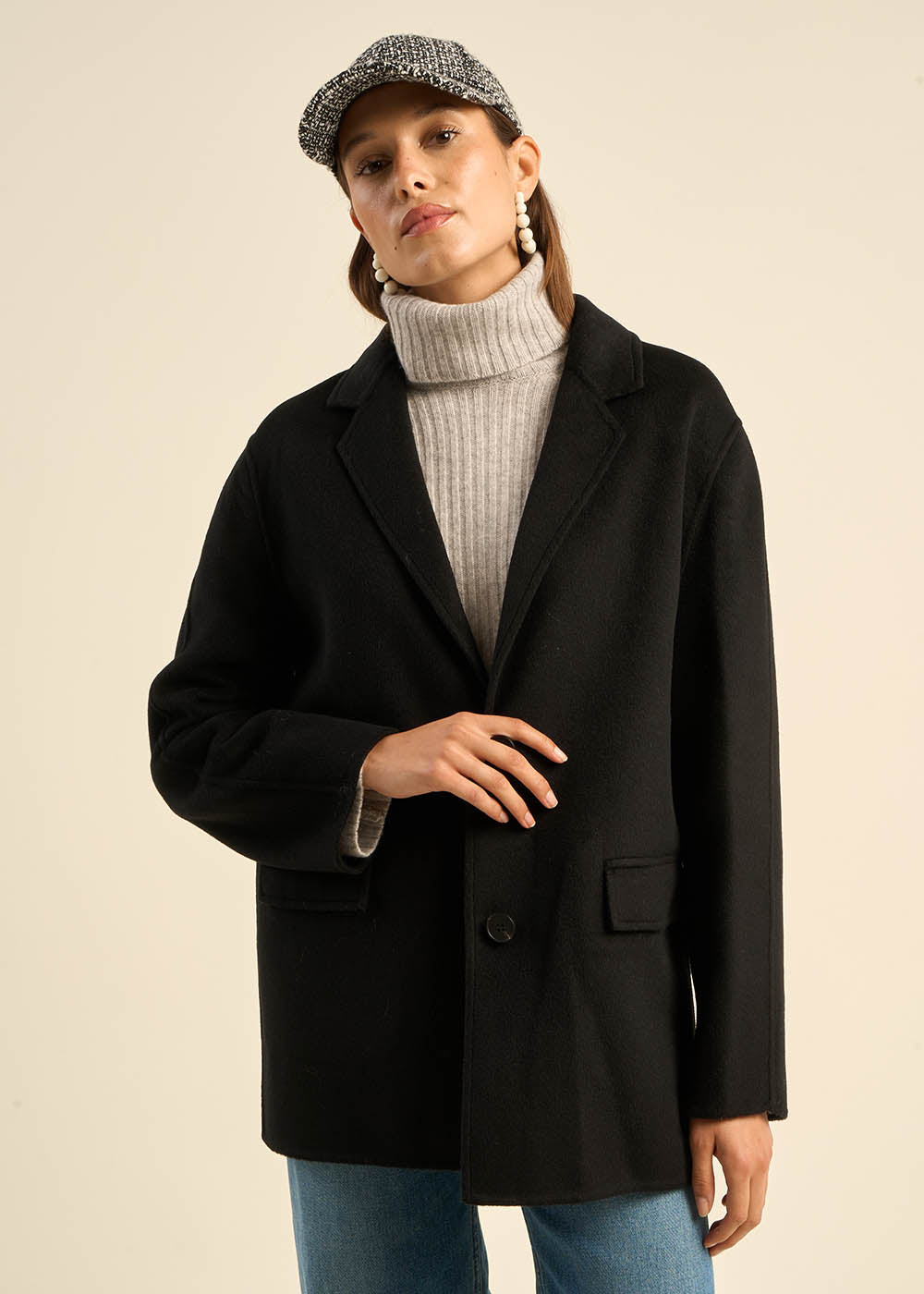 Veste En Laine Noir Veste Worker Laine Cachemire Noire – Drapeau Noir