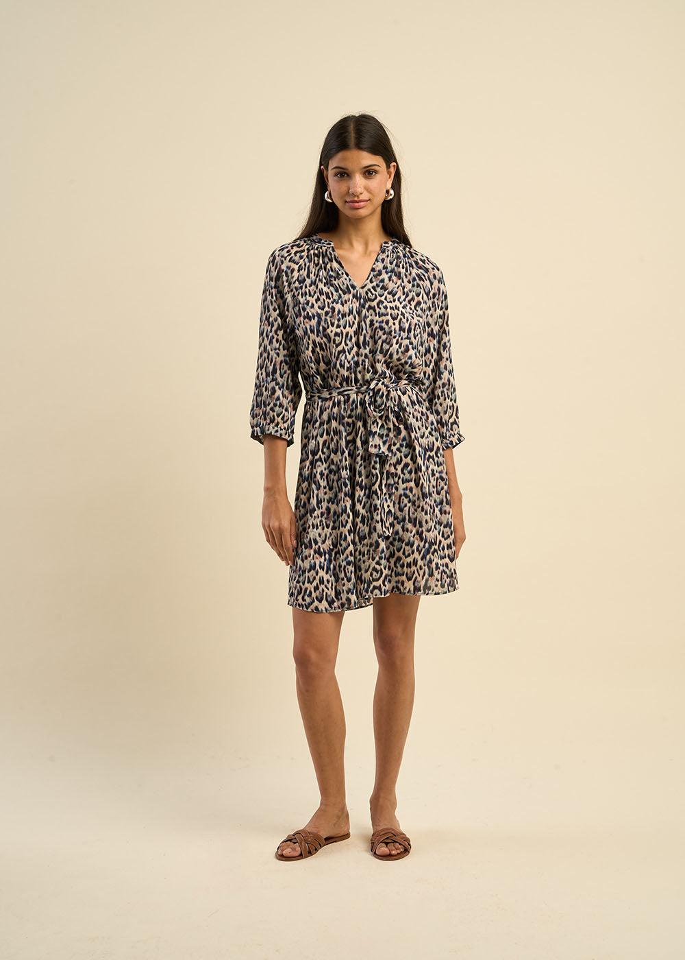 Robe Portefeuille Robe Leopard Bleu Robe Courte Imprimée Léopard