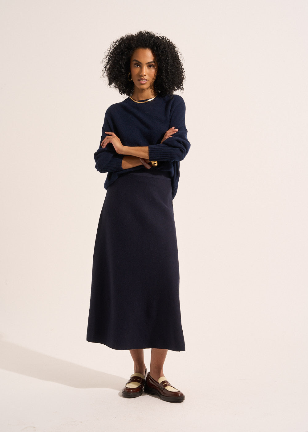 JULIENNE Jupe midi évasée en maille coton et laine - 1 - Sud Express - Sud Express
