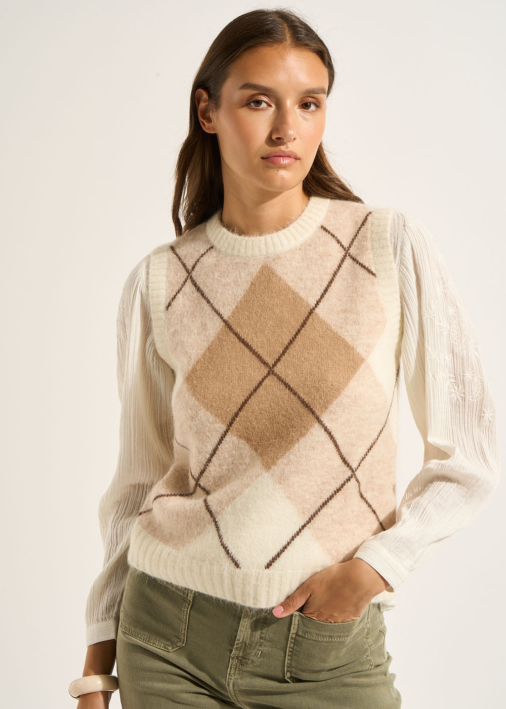 MURLINGTON Pull sans manches motif - 1 - Sud Express - Sud Express