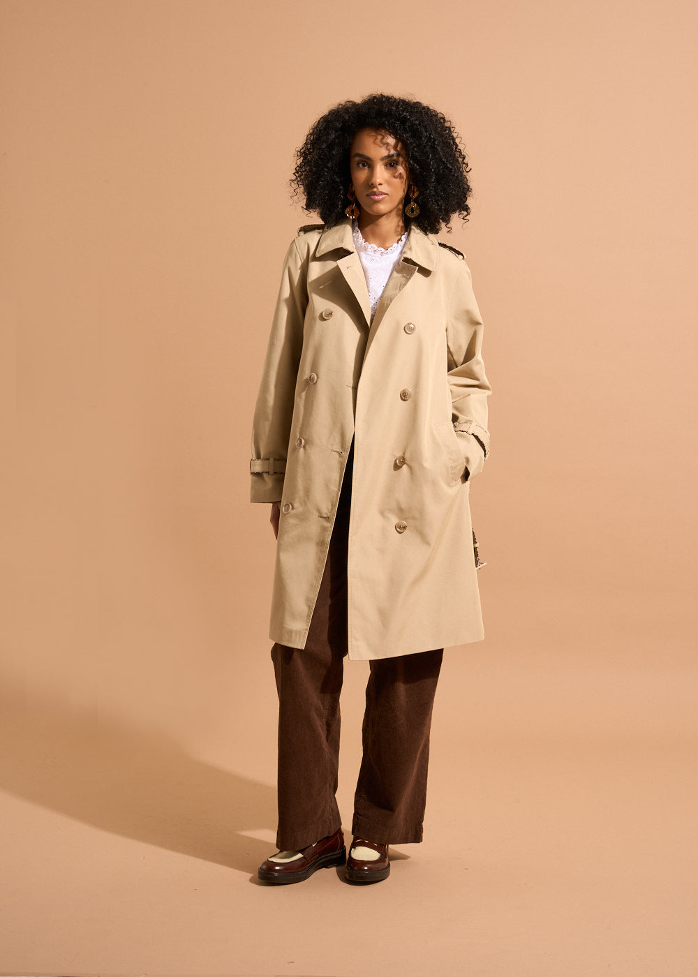 VARMONY Trench long ceinturé avec détails léopard - 1 - Sud Express - Sud Express