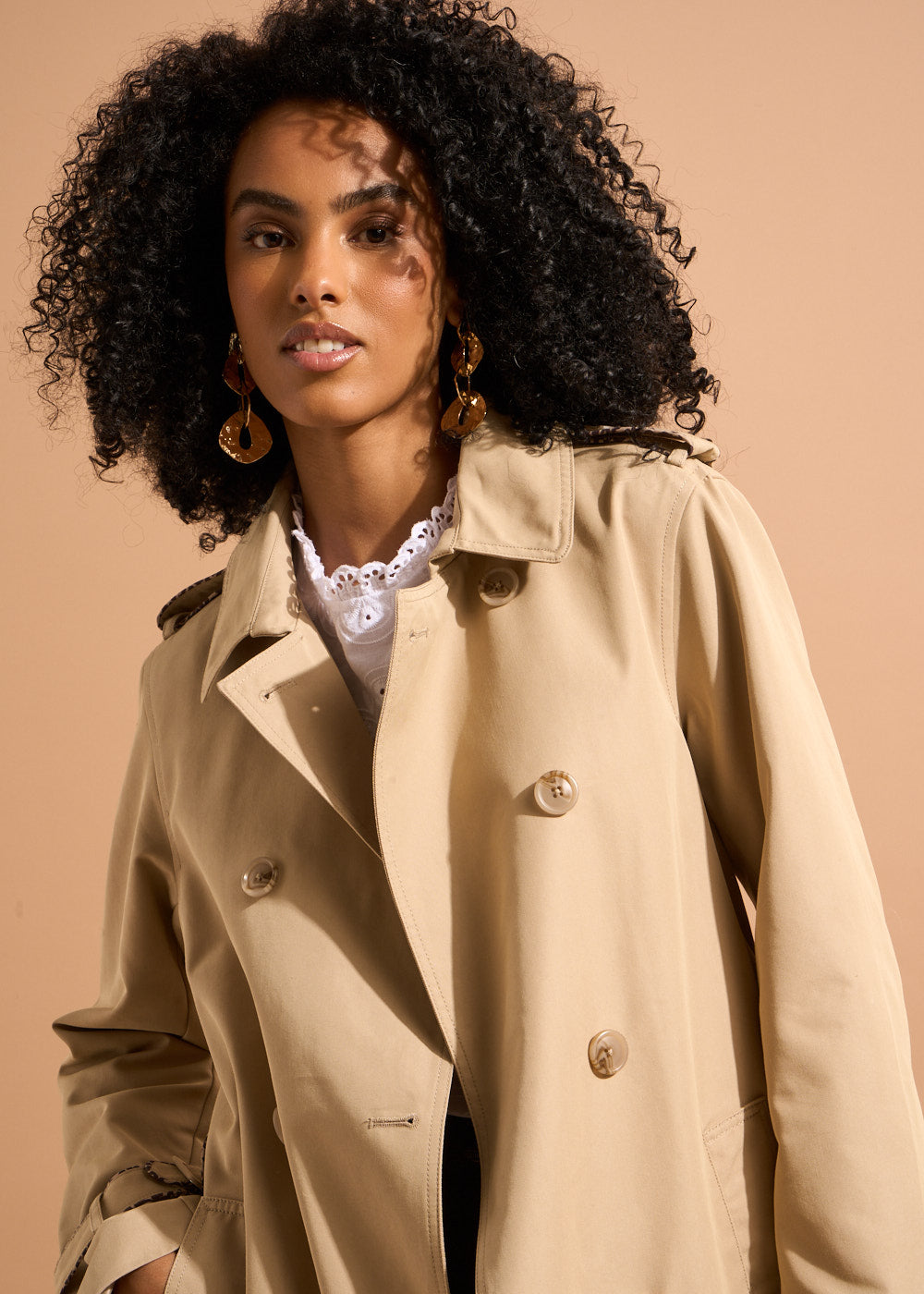 VARMONY Trench long ceinturé avec détails léopard - 2 - Sud Express - Sud Express