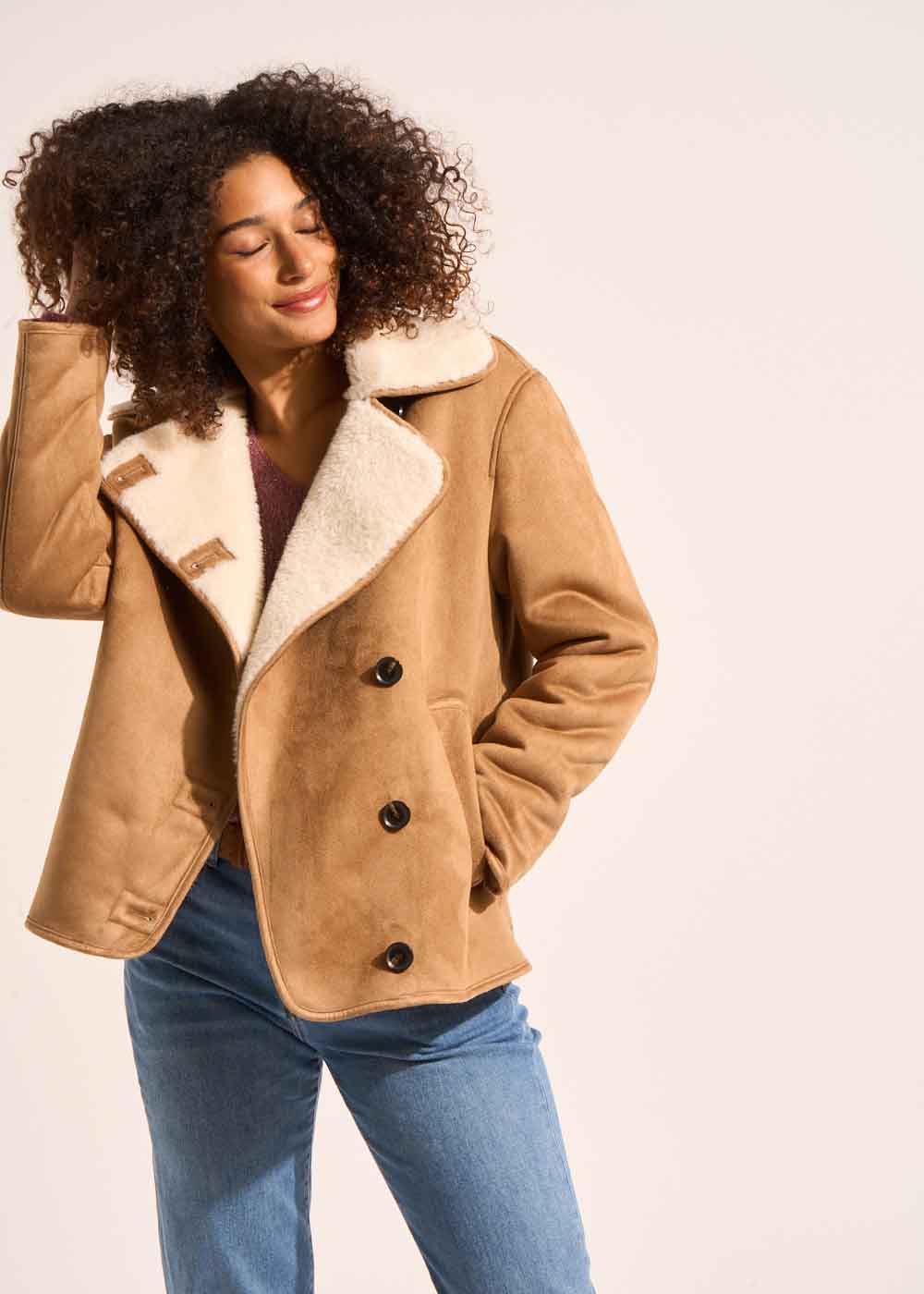 MALIKA Manteau fausse peau lainée effet suédine - 1 - Sud Express - Sud Express