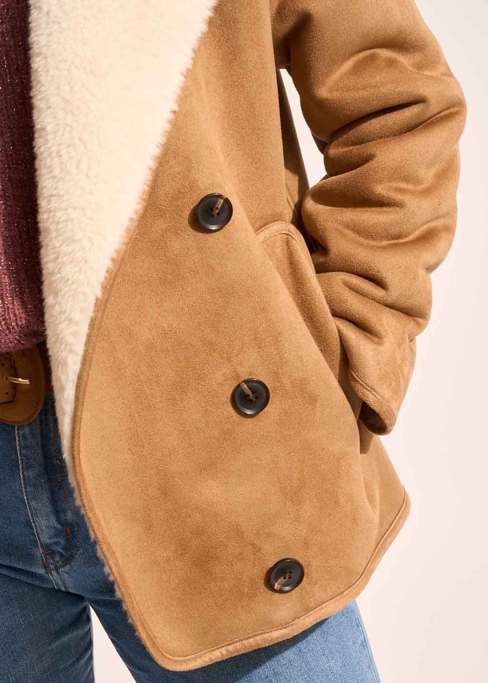 MALIKA Manteau fausse peau lainée effet suédine - 4 - Sud Express - Sud Express