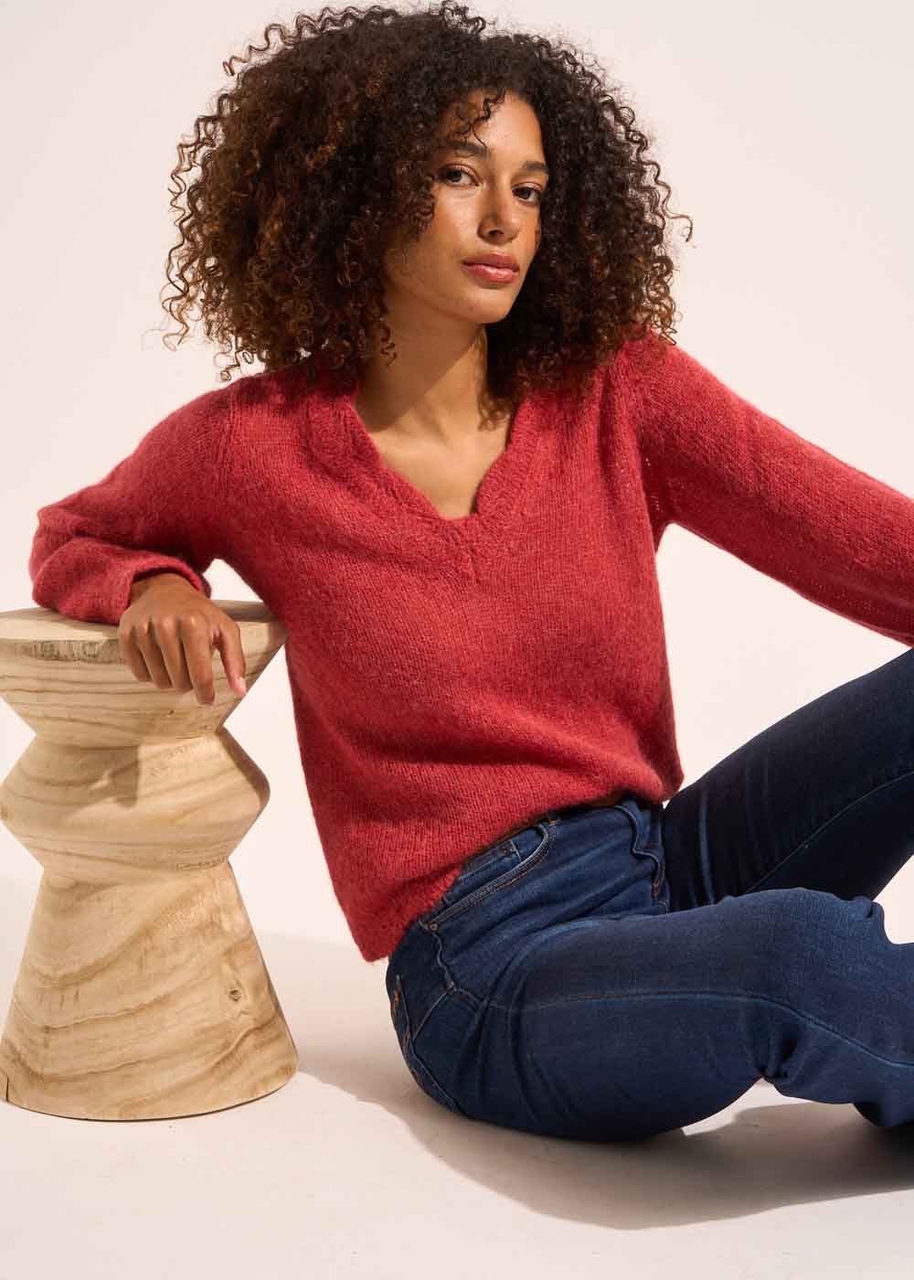 MARFY Pull col V détails crochet - 1 - Sud Express - Sud Express
