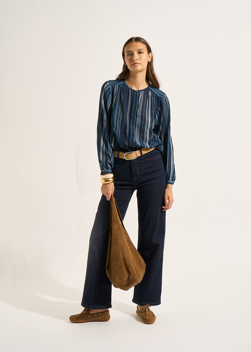 CHARLIZA Chemise à rayures avec encolure ronde et manches longues - 2 - Sud Express - Sud Express