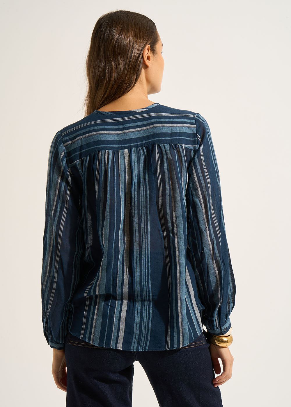 CHARLIZA Chemise à rayures avec encolure ronde et manches longues - 3 - Sud Express - Sud Express