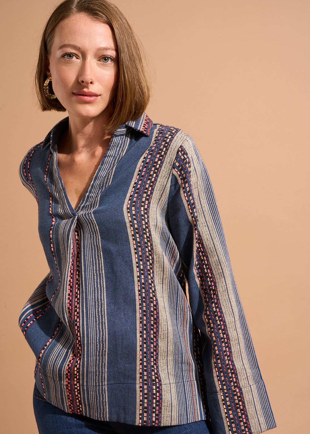 TAMAIA Top oversize en coton fantaisie brodé - 1 - Sud Express - Sud Express