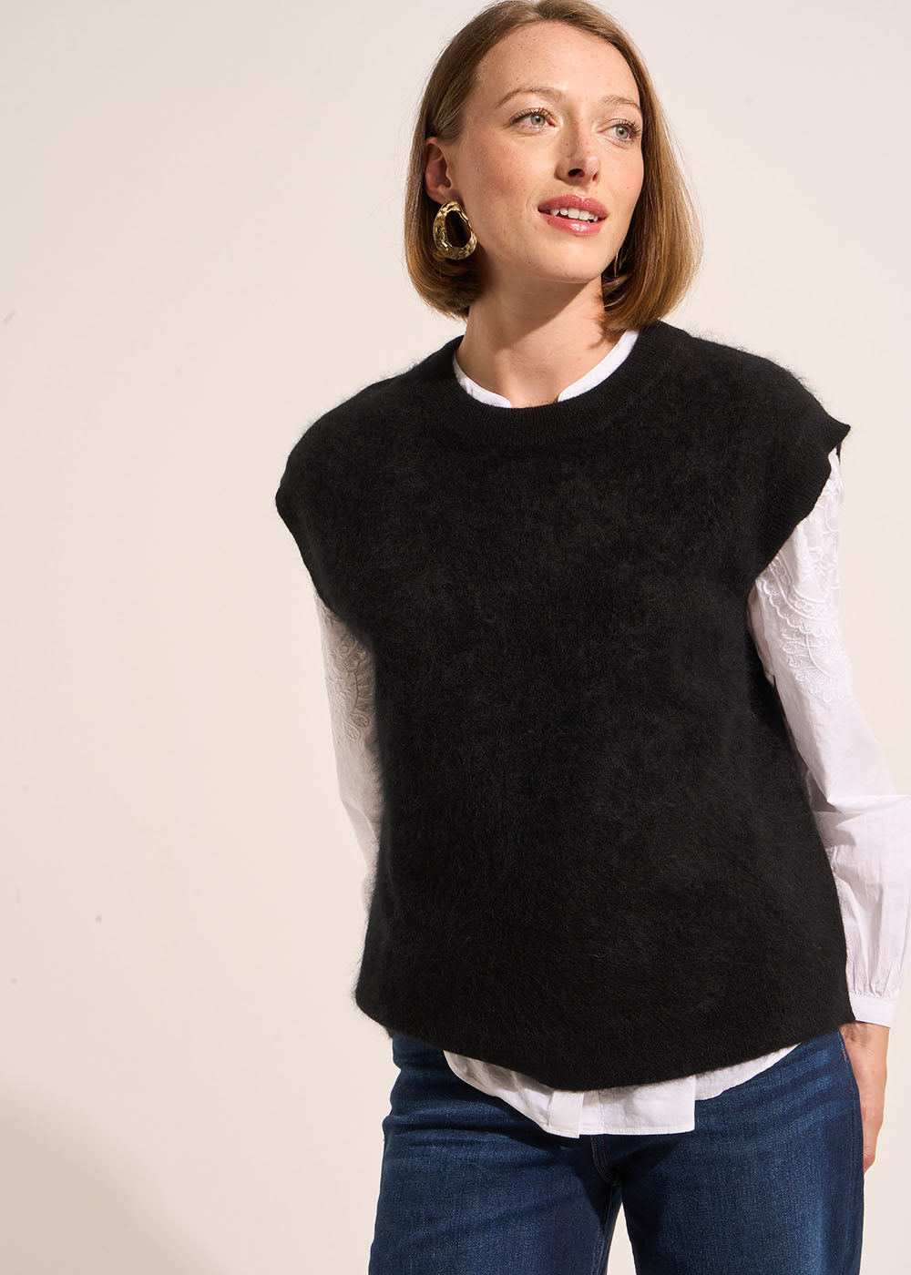 MARTHE Pull ample sans manches à col rond - 1 - Sud Express - Sud Express