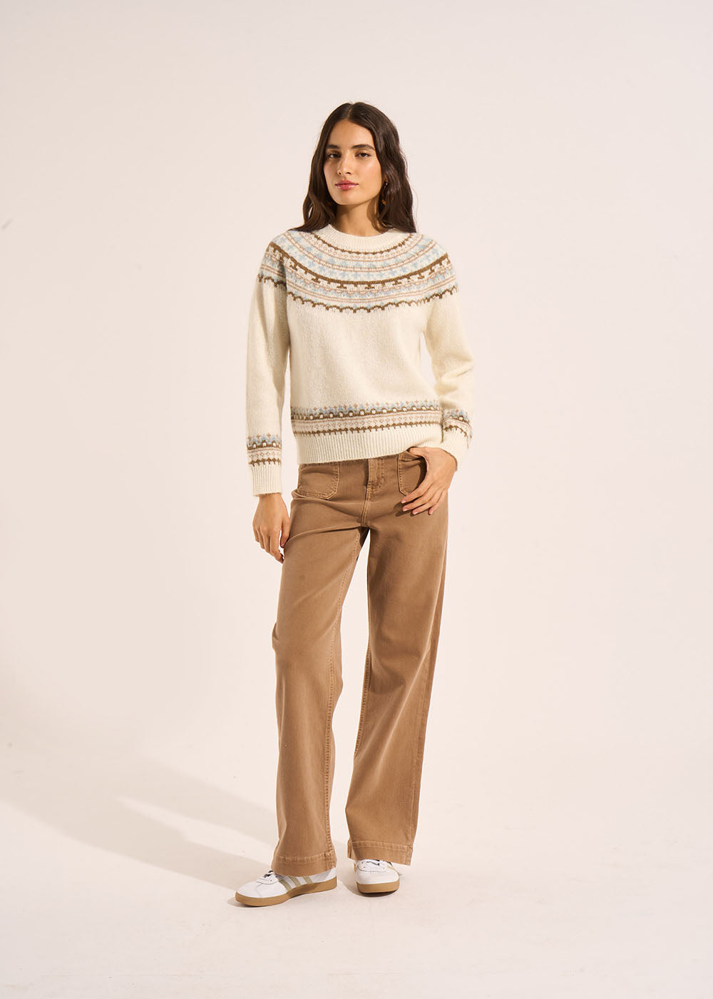 STACY Pantalon coupe large en coton taille haute - 1 - Sud Express - Sud Express