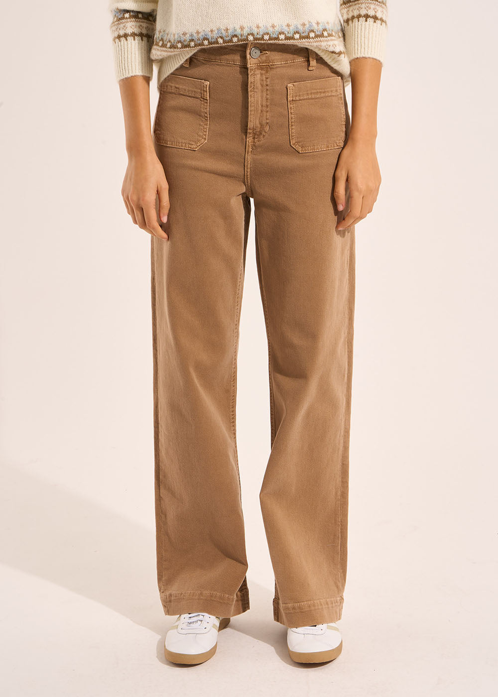 STACY Pantalon coupe large en coton taille haute - 2 - Sud Express - Sud Express