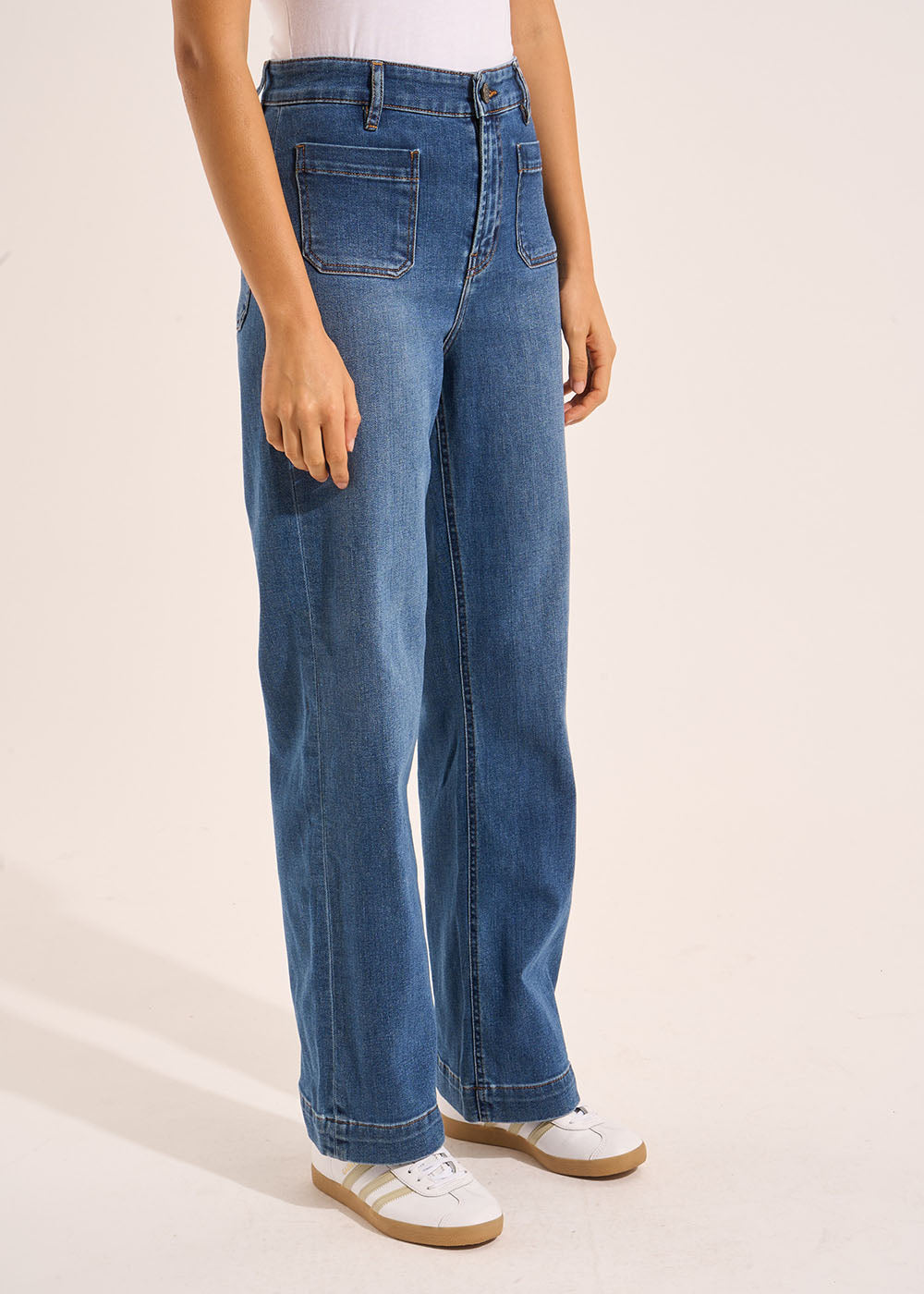 STACY MEDIUM STONE Jean à jambes larges avec revers et taille haute - 4 - Sud Express - Sud Express