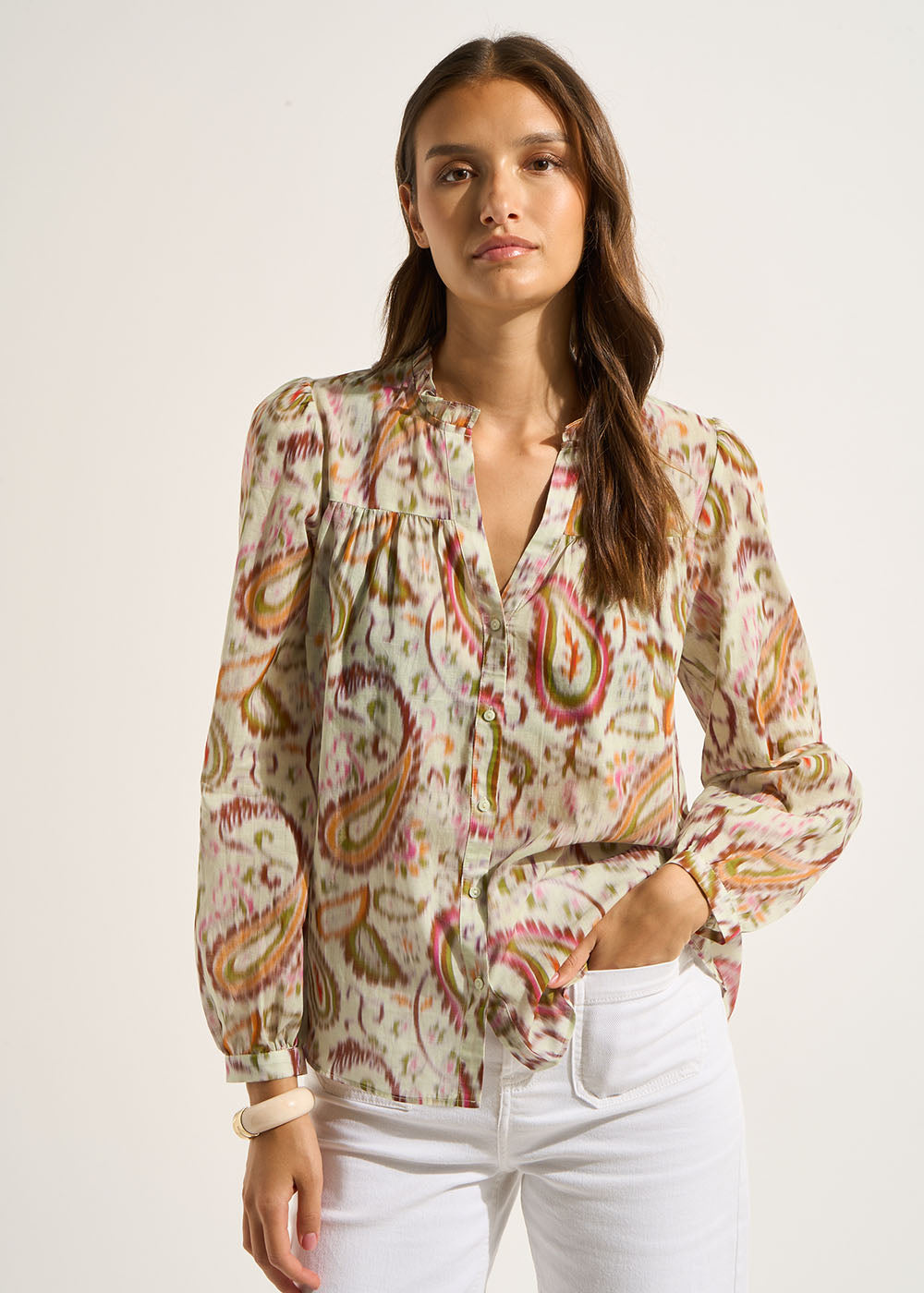 TELEA Blouse imprimée en coton et décoletté en V - 1 - Sud Express - Sud Express