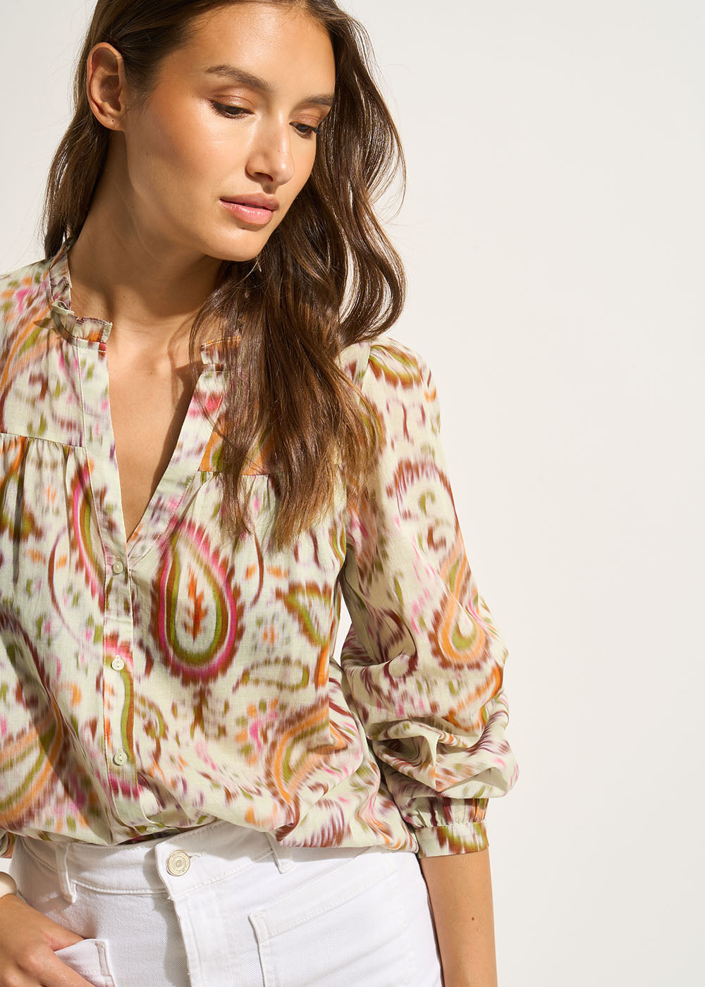 TELEA Blouse imprimée en coton et décoletté en V - 4 - Sud Express - Sud Express