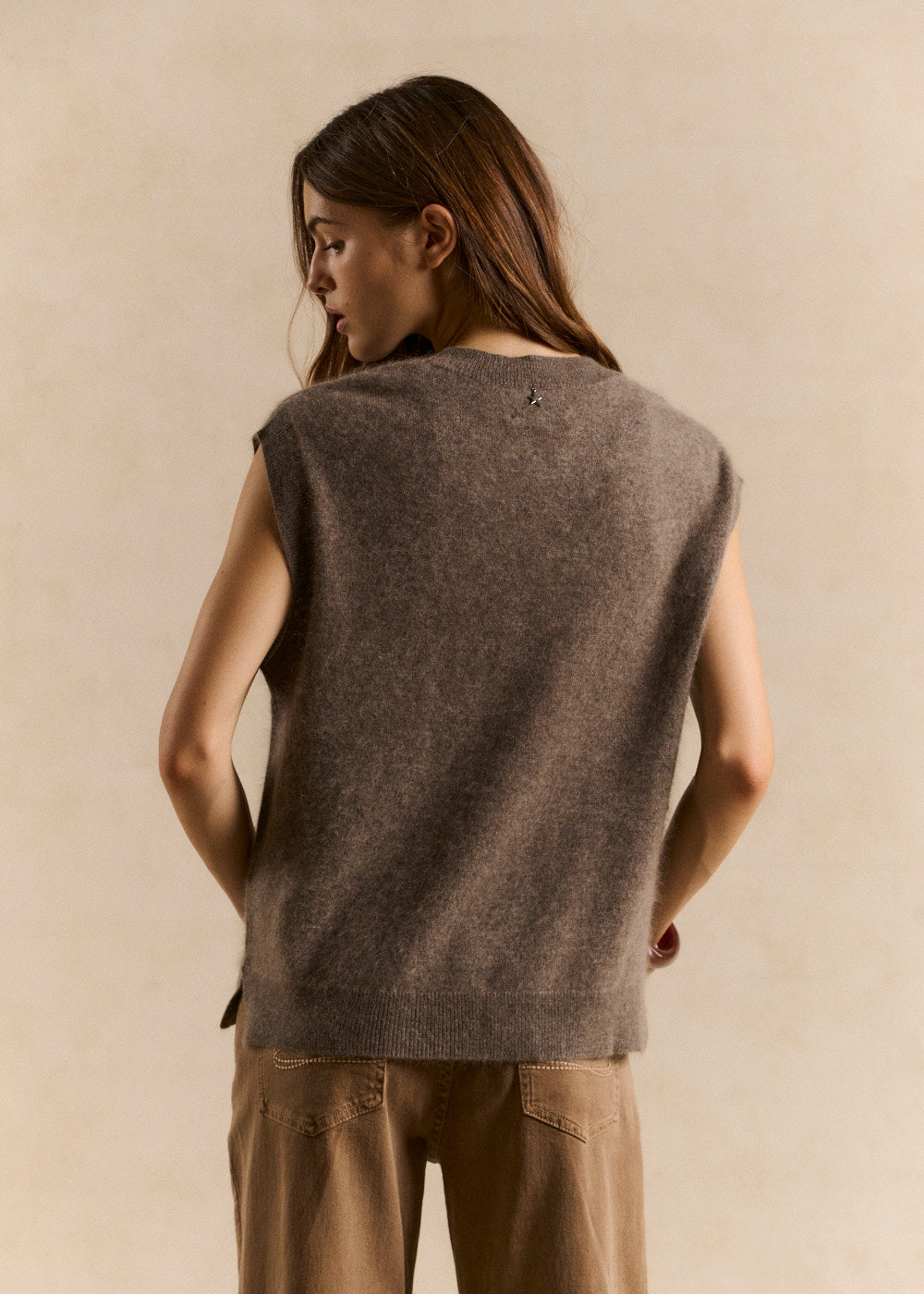 Pull sans manches ample en laine et cachemire - Sud Express - 3 - Sud Express