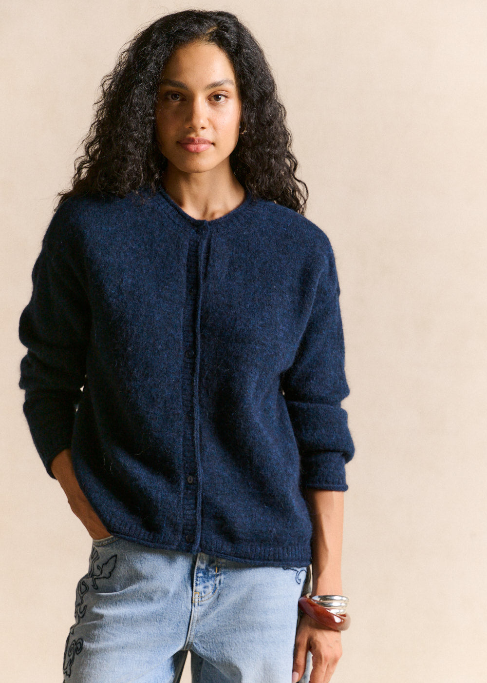 Gilet cardigan en mohair col rond - Sud Express - 1 - Sud Express