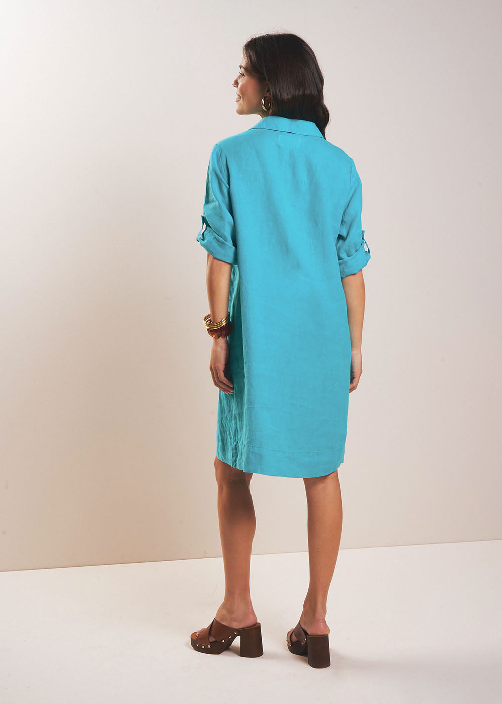 Robe courte en lin col chemisier - Sud Express - 3 - Sud Express