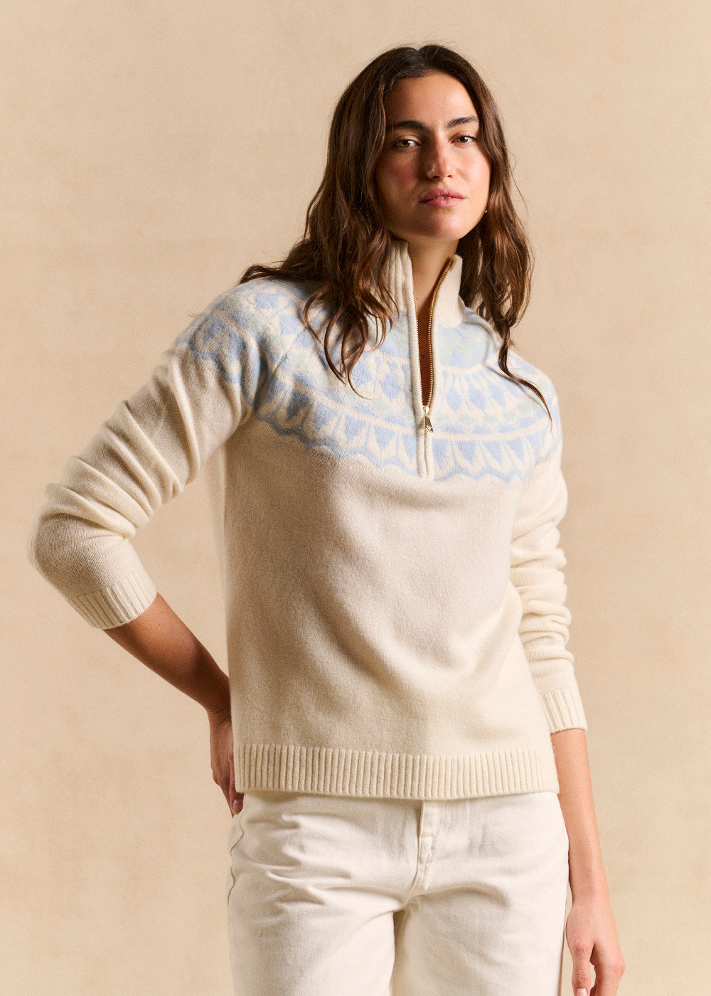 Pull laine col zippé jacquard - Sud Express - 4 - Sud Express