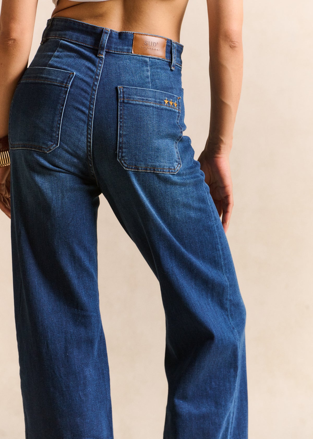 STACY  Jean à jambes larges avec revers et taille haute - 4 - Sud Express - Sud Express