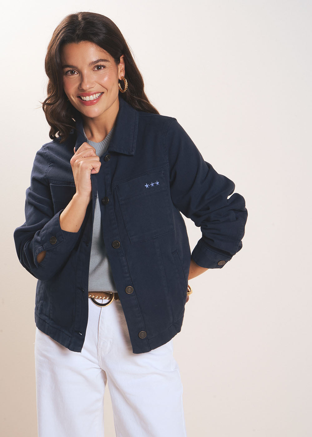 Veste à col chemise à surpiqûres - Sud Express - 1 - Sud Express