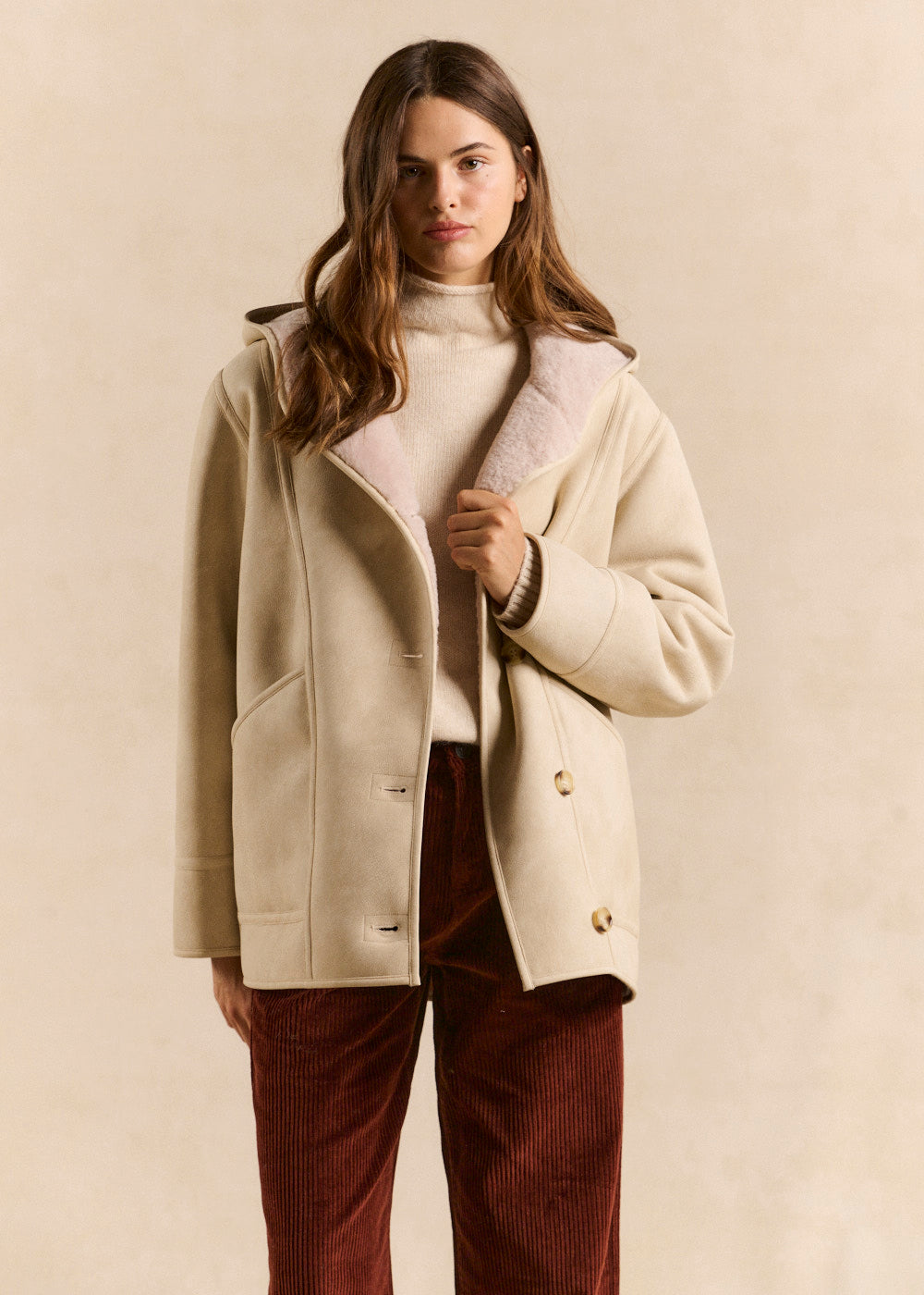 MAFLEURY Manteau fausse peau lainée à capuche - 1 - Sud Express - Sud Express