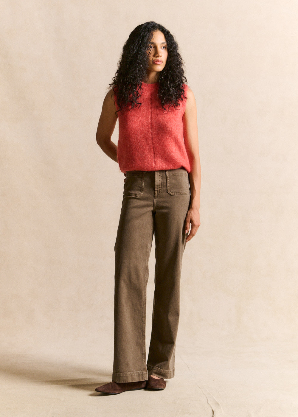 Pull sans manches en maille mohair coupe droite - Sud Express - 5 - Sud Express