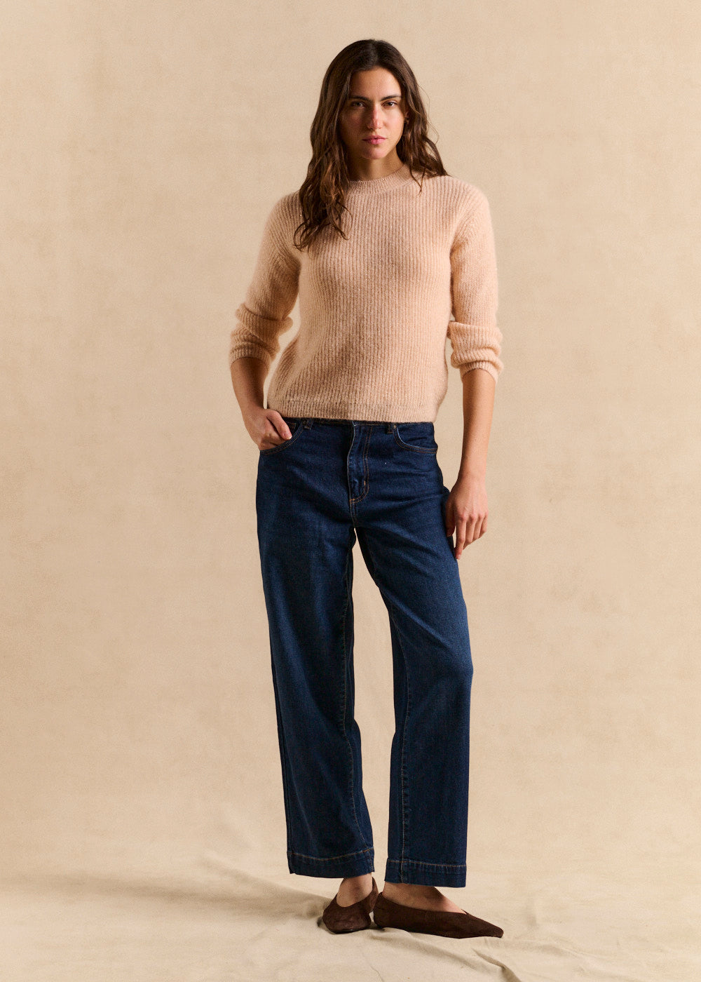 Alpaca ribbed knit pullover with crew neck - Sud Express - 5 - Sud Express