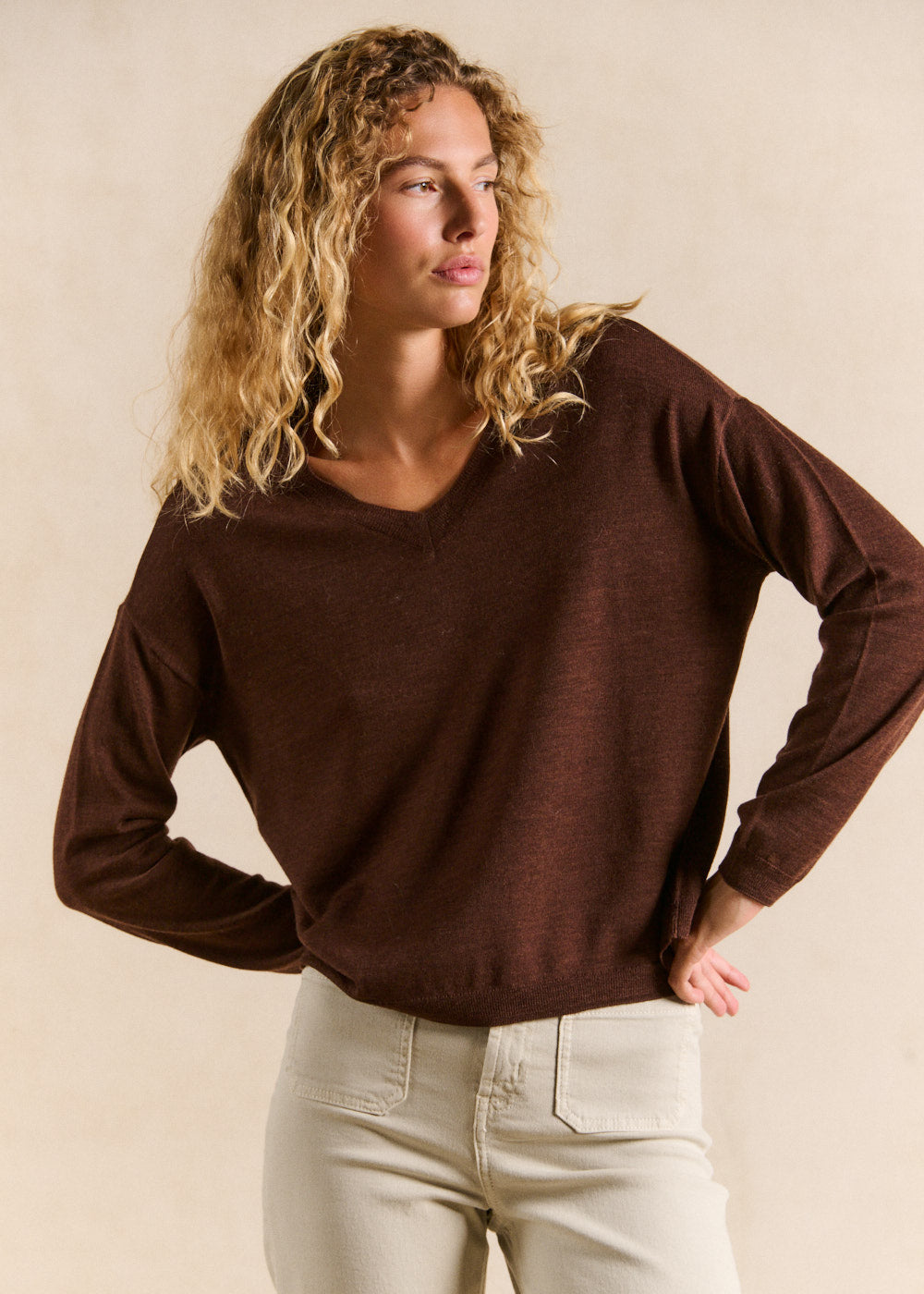 Pull fin col v en laine - Sud Express - 1 - Sud Express