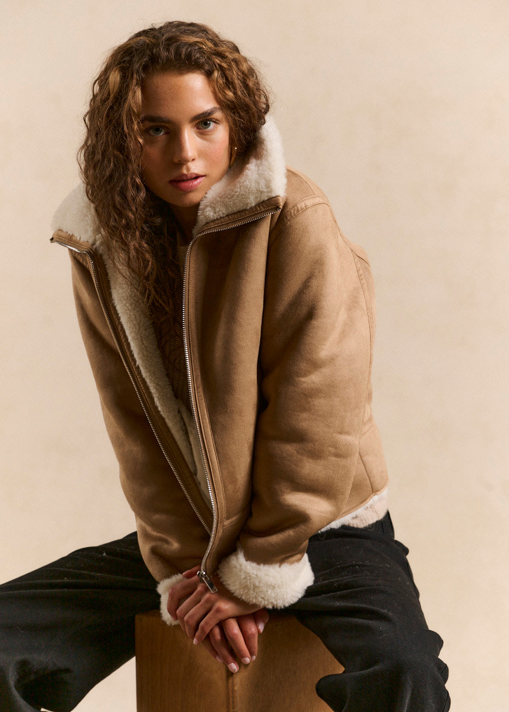 Manteau aviateur fausse peau lainée - Sud Express - 1 - Sud Express