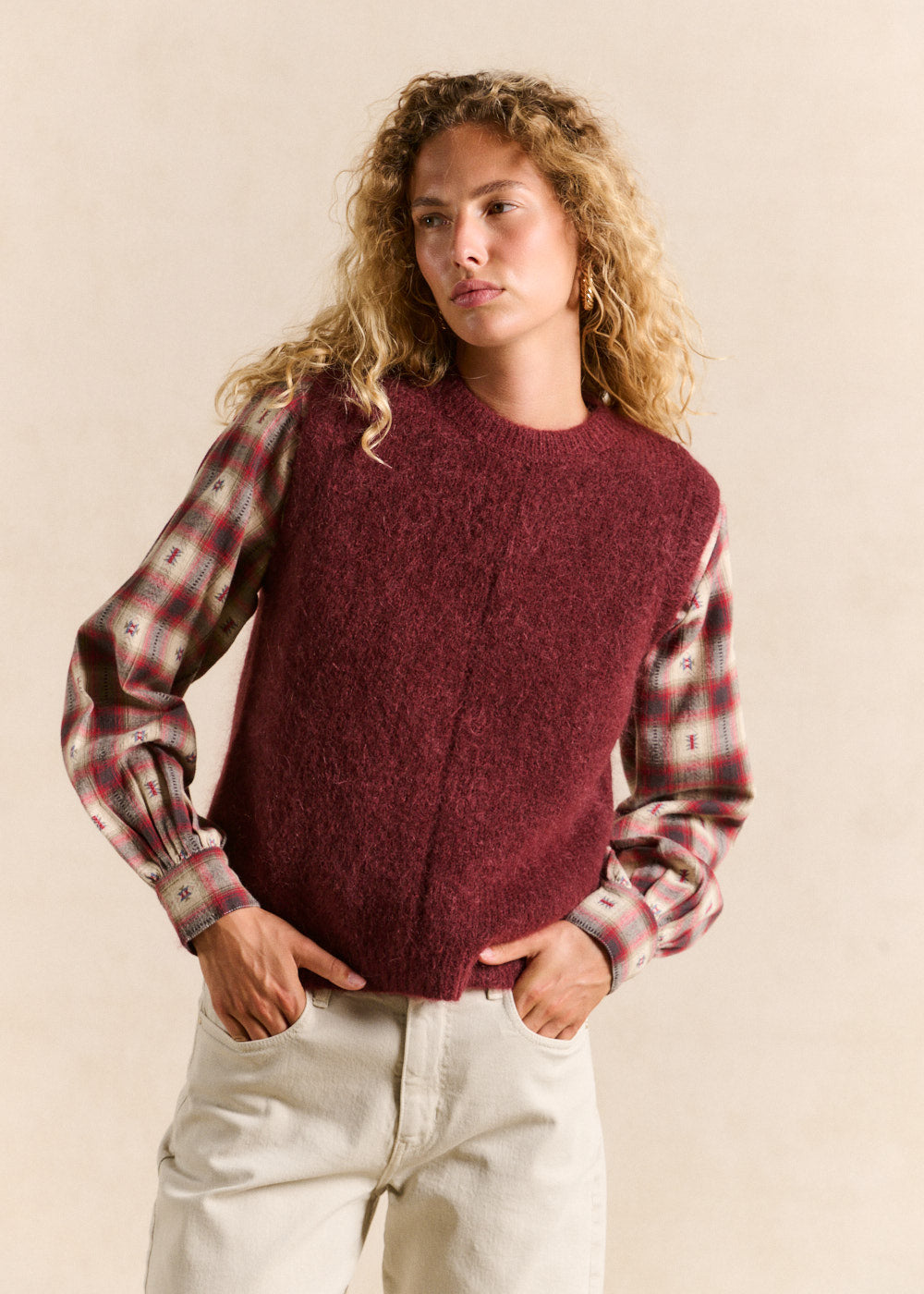 Pull sans manches en maille mohair coupe droite - Sud Express - 1 - Sud Express