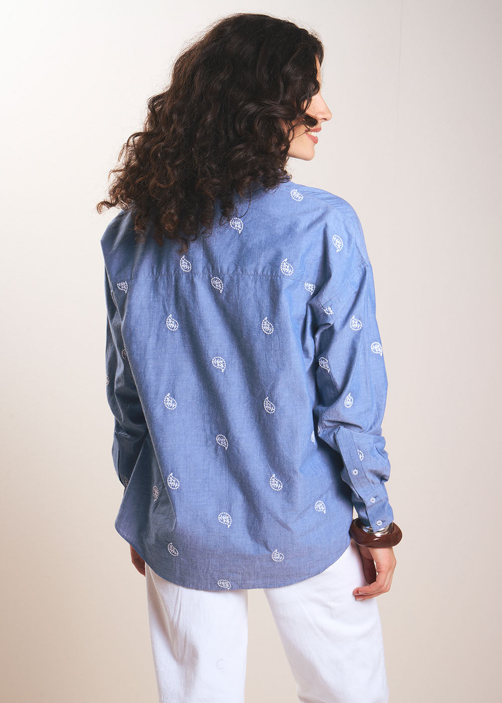 CECILYA Chemise brodée en chambray 100% coton - 3 - Sud Express - Sud Express
