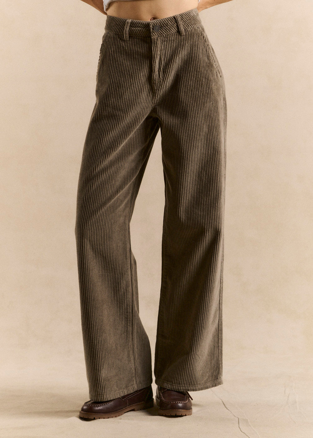 Pantalon large en velours de coton taille haute - Sud Express - 2 - Sud Express