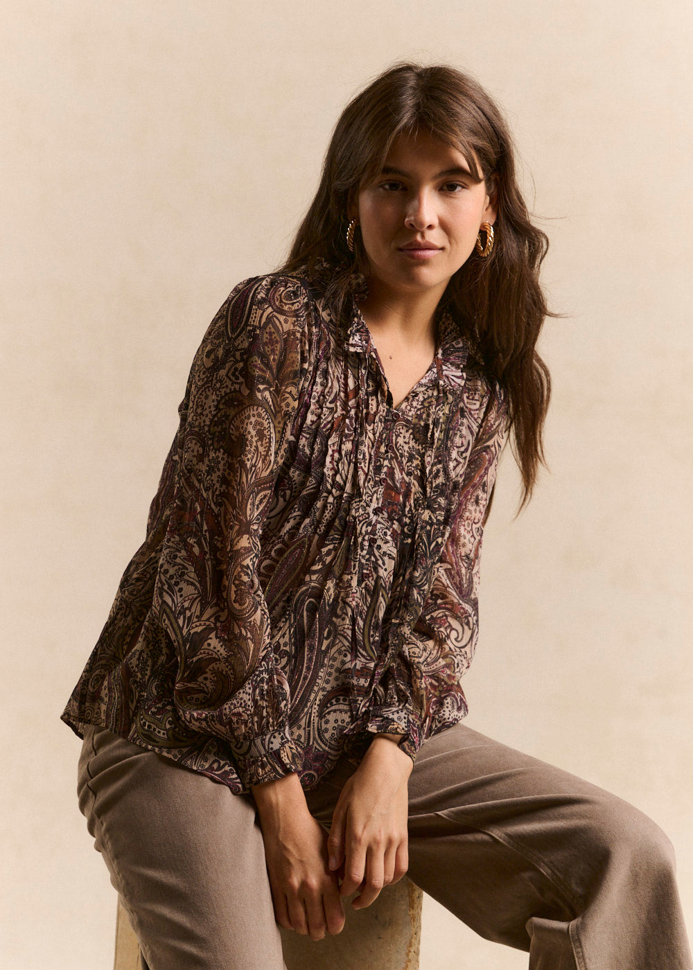 Blouse imprimé col volanté - Sud Express - 1 - Sud Express