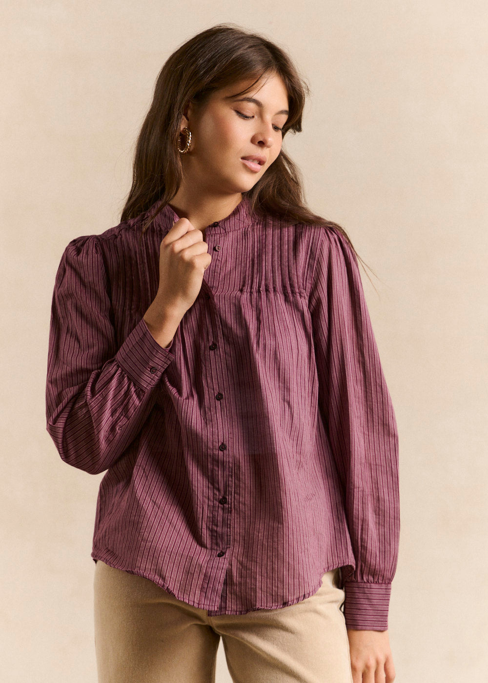 Chemise imprimé rayures col officier - Sud Express - 4 - Sud Express