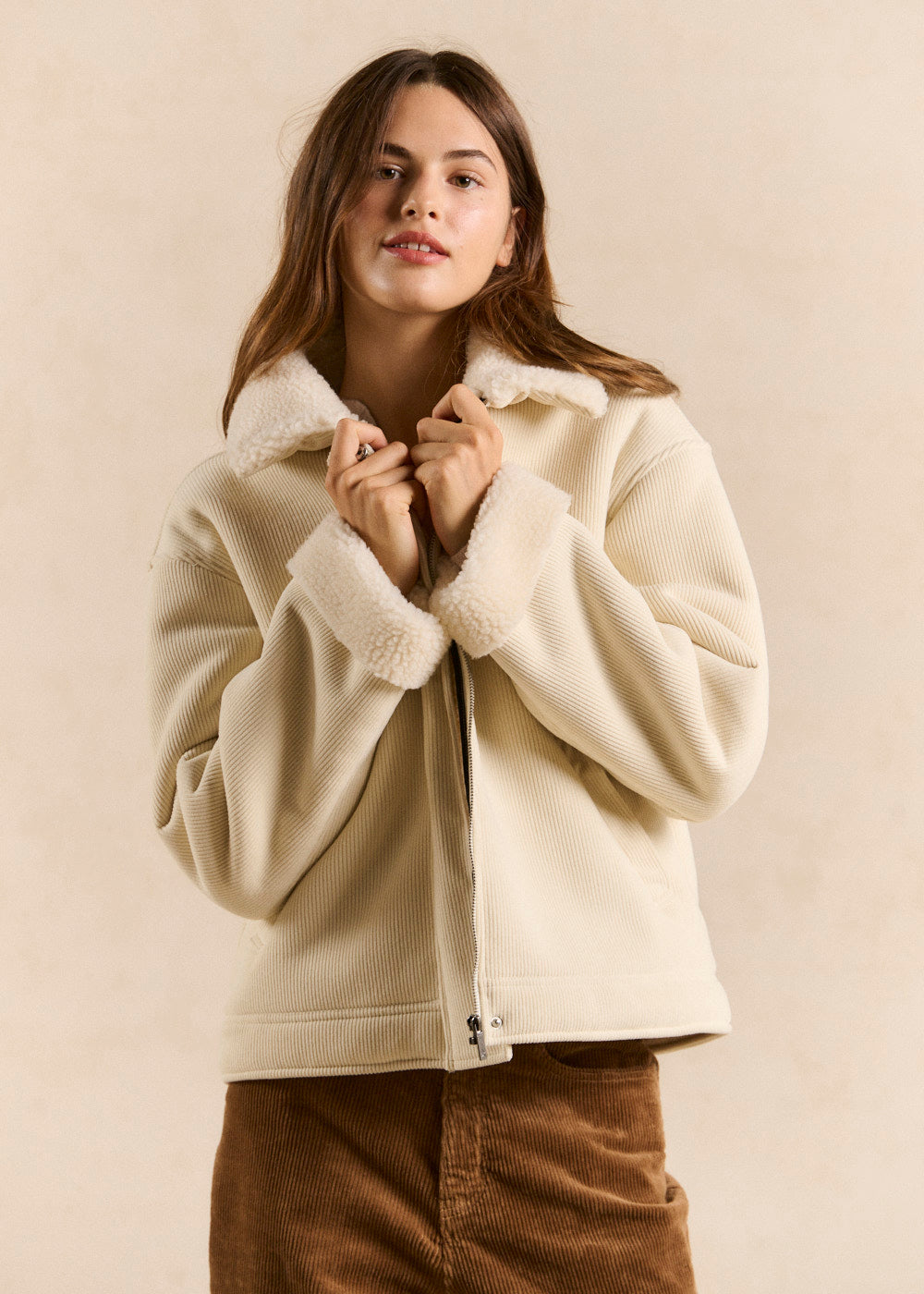 MYASALY Blouson en velours à col effet fourrure - 1 - Sud Express - Sud Express