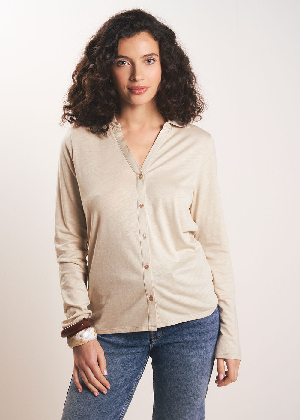 Tee-shirt manches longues col chemise - Sud Express - 5 - Sud Express
