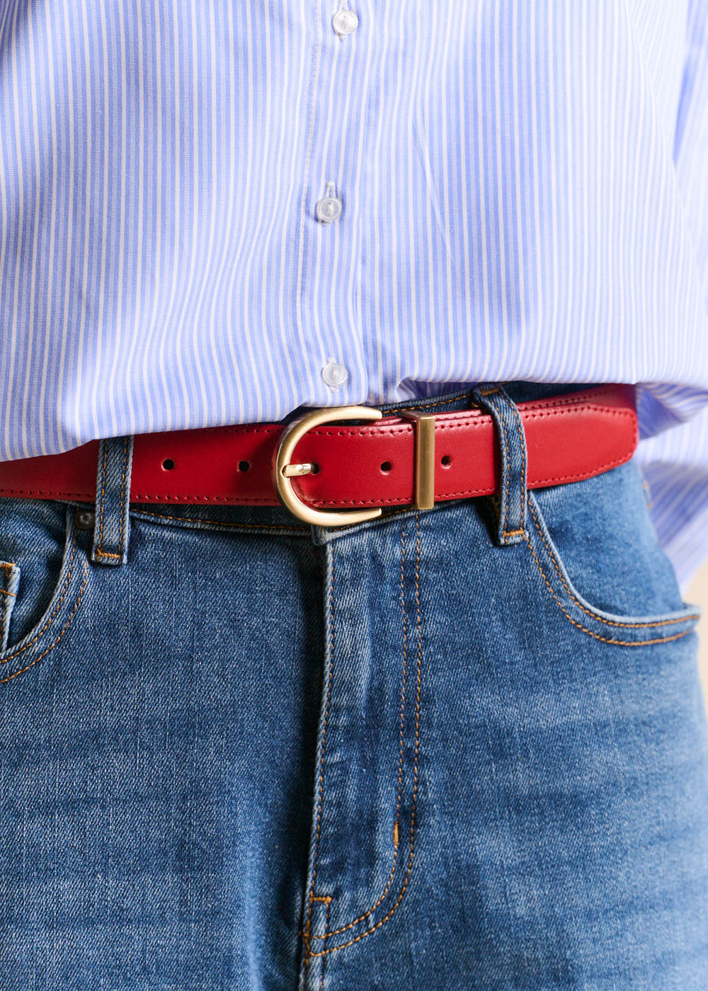 Ceinture cuir boucle dorée bombée - Sud Express - 2 - Sud Express