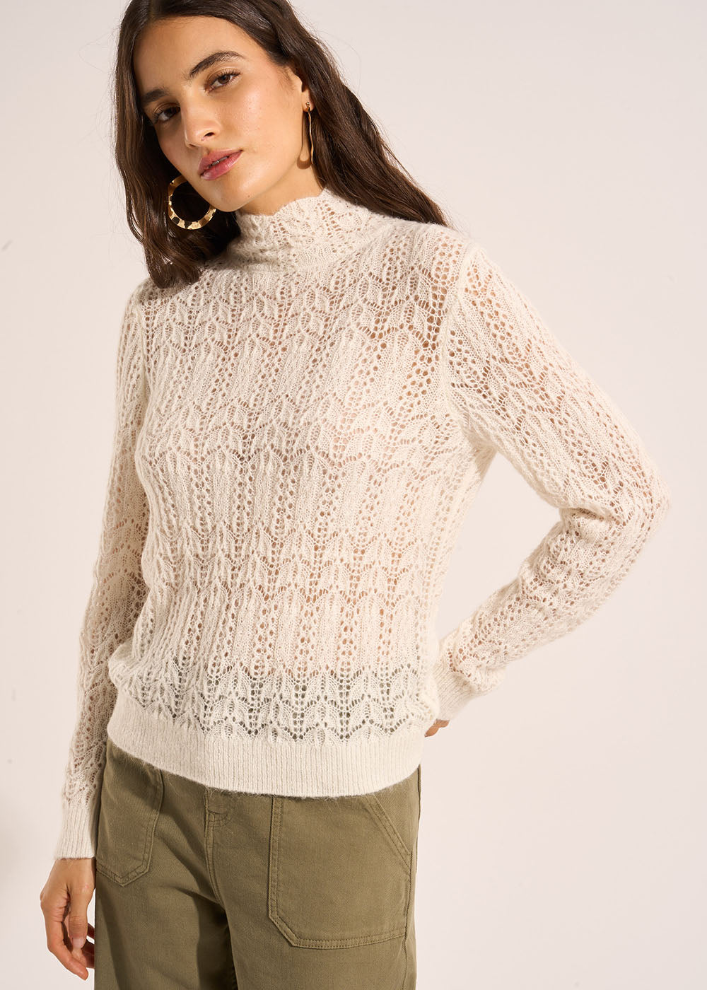 Pull fin col montant dentelle - Sud Express - 1 - Sud Express