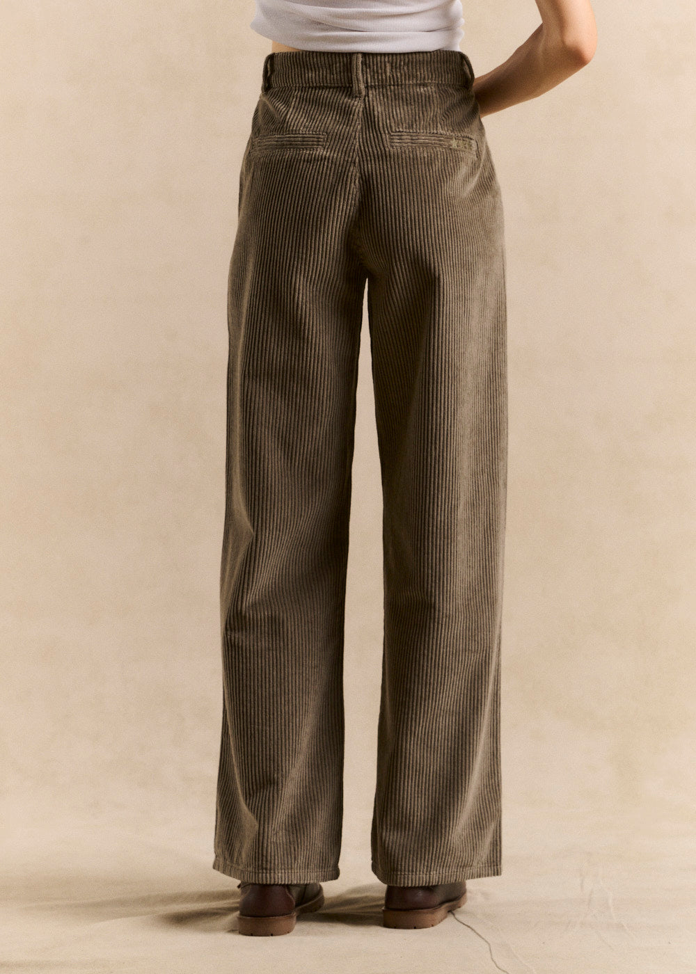 Pantalon large en velours de coton taille haute - Sud Express - 3 - Sud Express