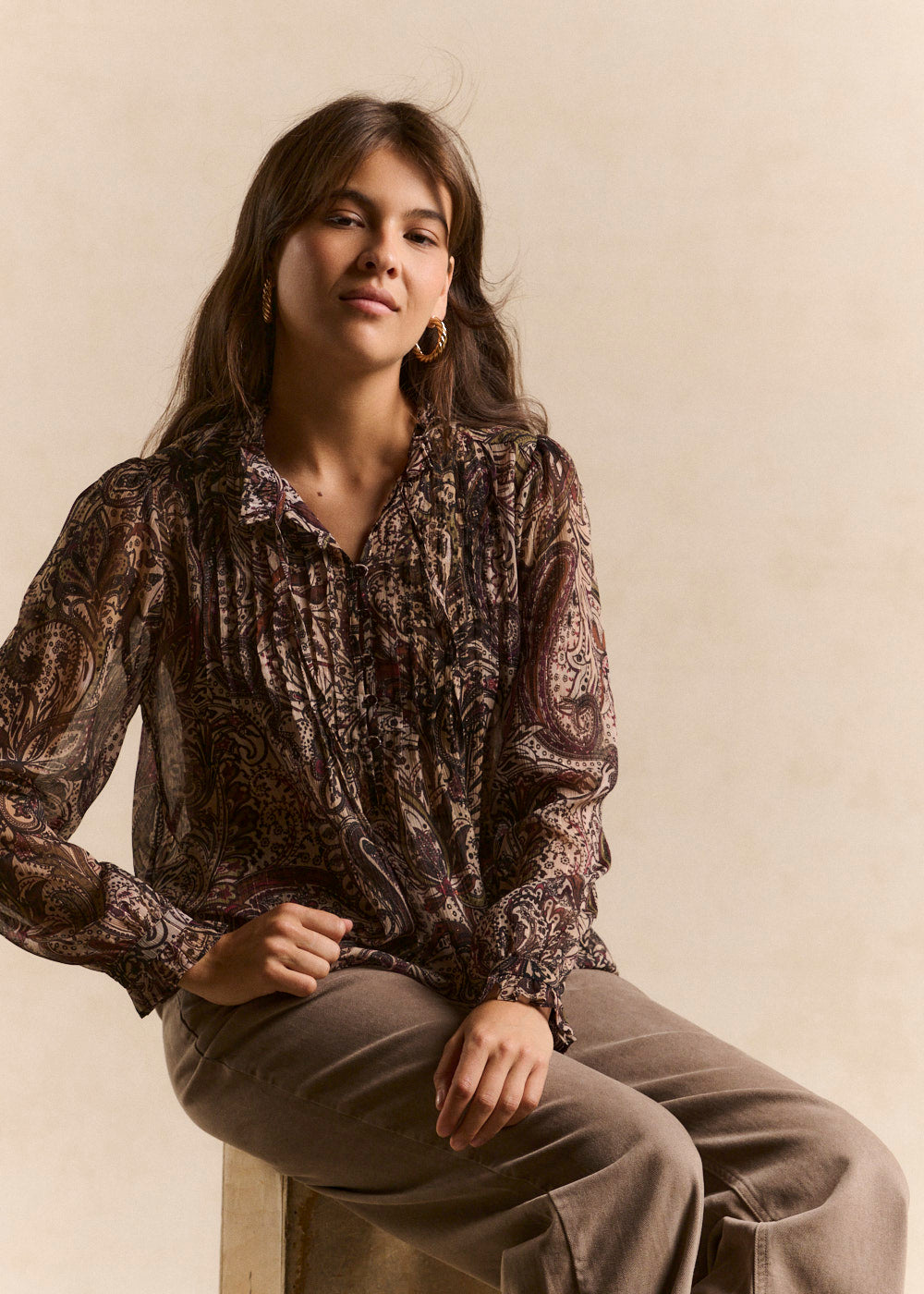 Blouse imprimé col volanté - Sud Express - 4 - Sud Express