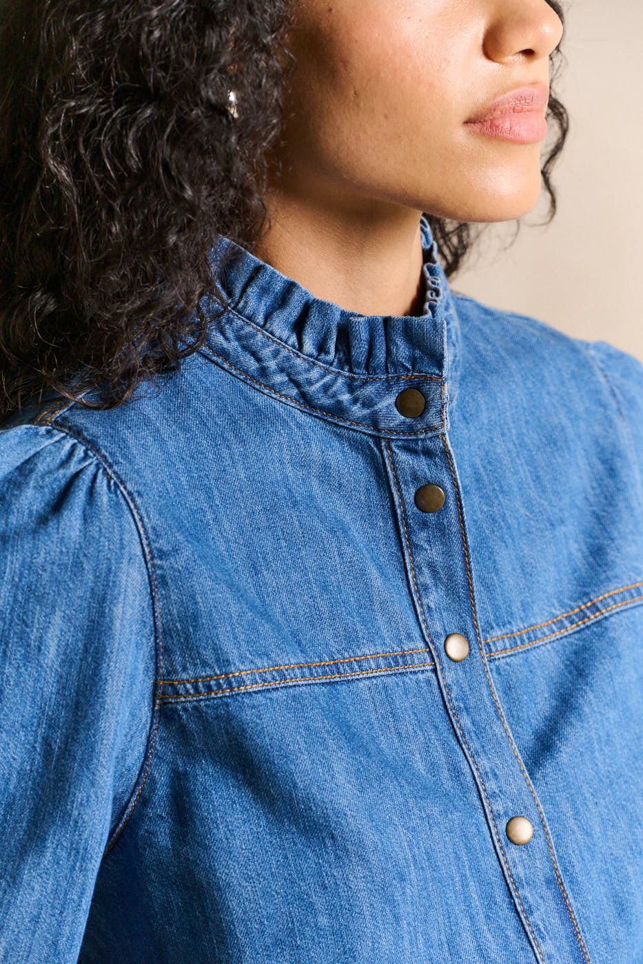 COLUA Chemise denim col volanté - 2 - Sud Express - Sud Express