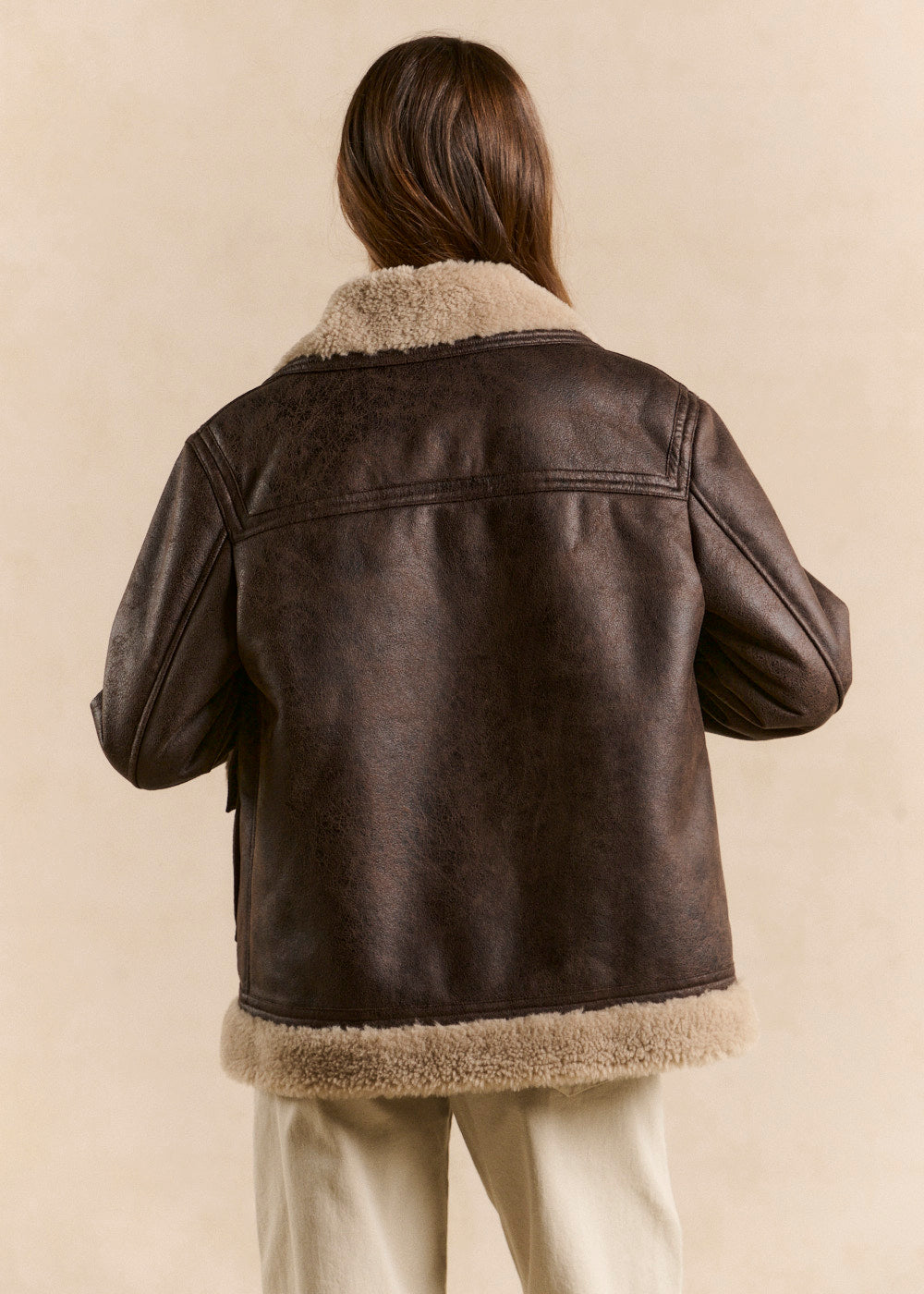MANDARINE Veste droite effet suede col fourrure - 3 - Sud Express - Sud Express