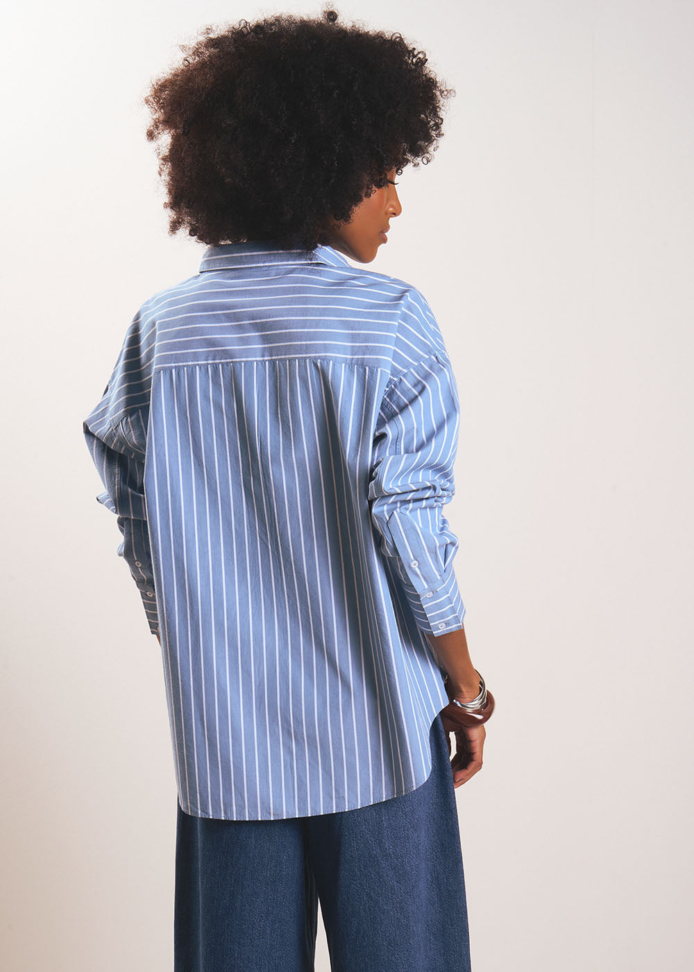 Chemise rayée oversize à manches longues en coton - Sud Express - 3 - Sud Express