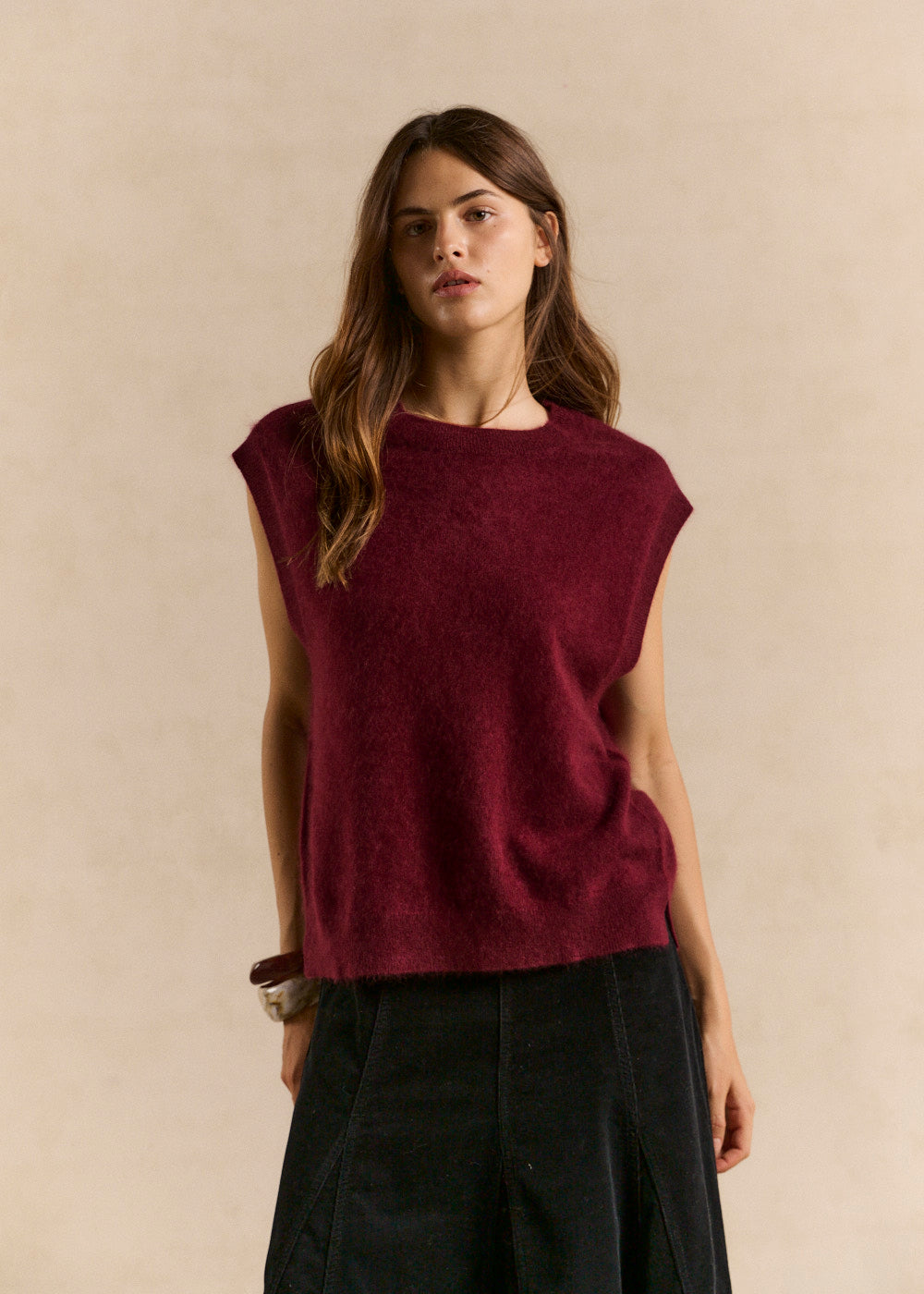 Pull sans manches ample en laine et cachemire - Sud Express - 1 - Sud Express