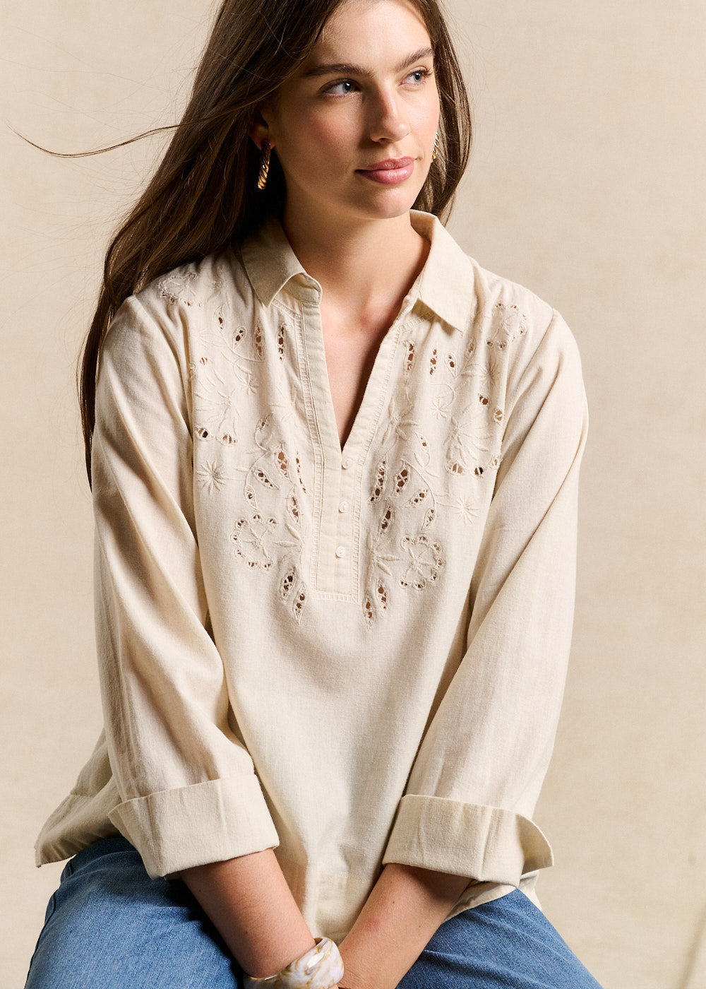 Blouse brodée en lin et coton - Sud Express - 5 - Sud Express