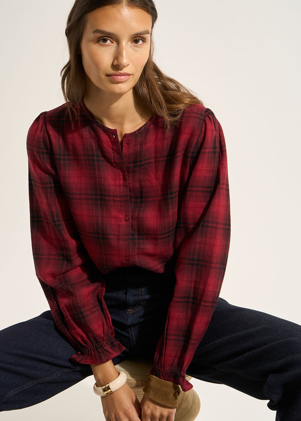 Chemise tartan ample avec épaules tombantes - Sud Express - 1 - Sud Express