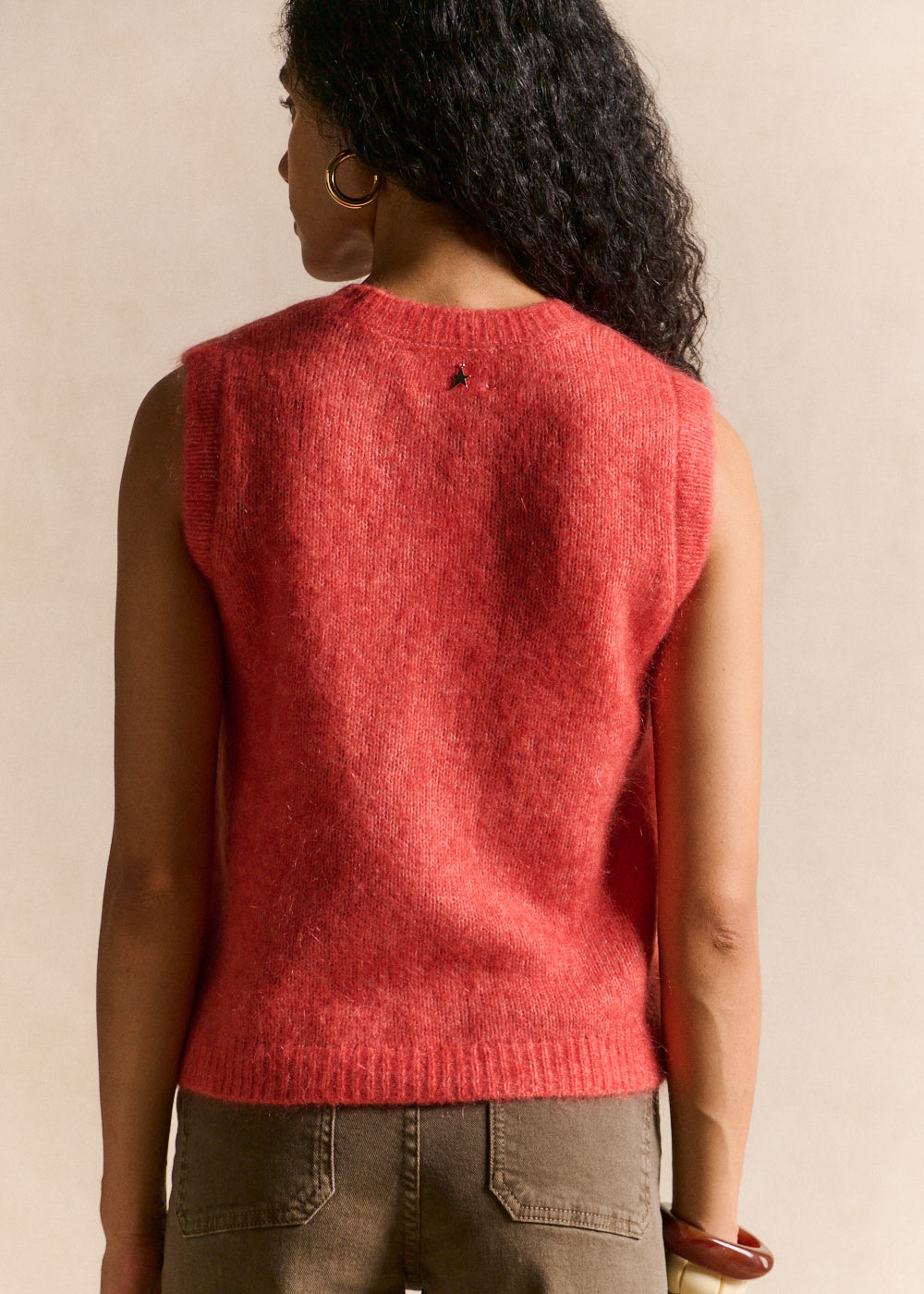 Pull sans manches en maille mohair coupe droite - Sud Express - 3 - Sud Express