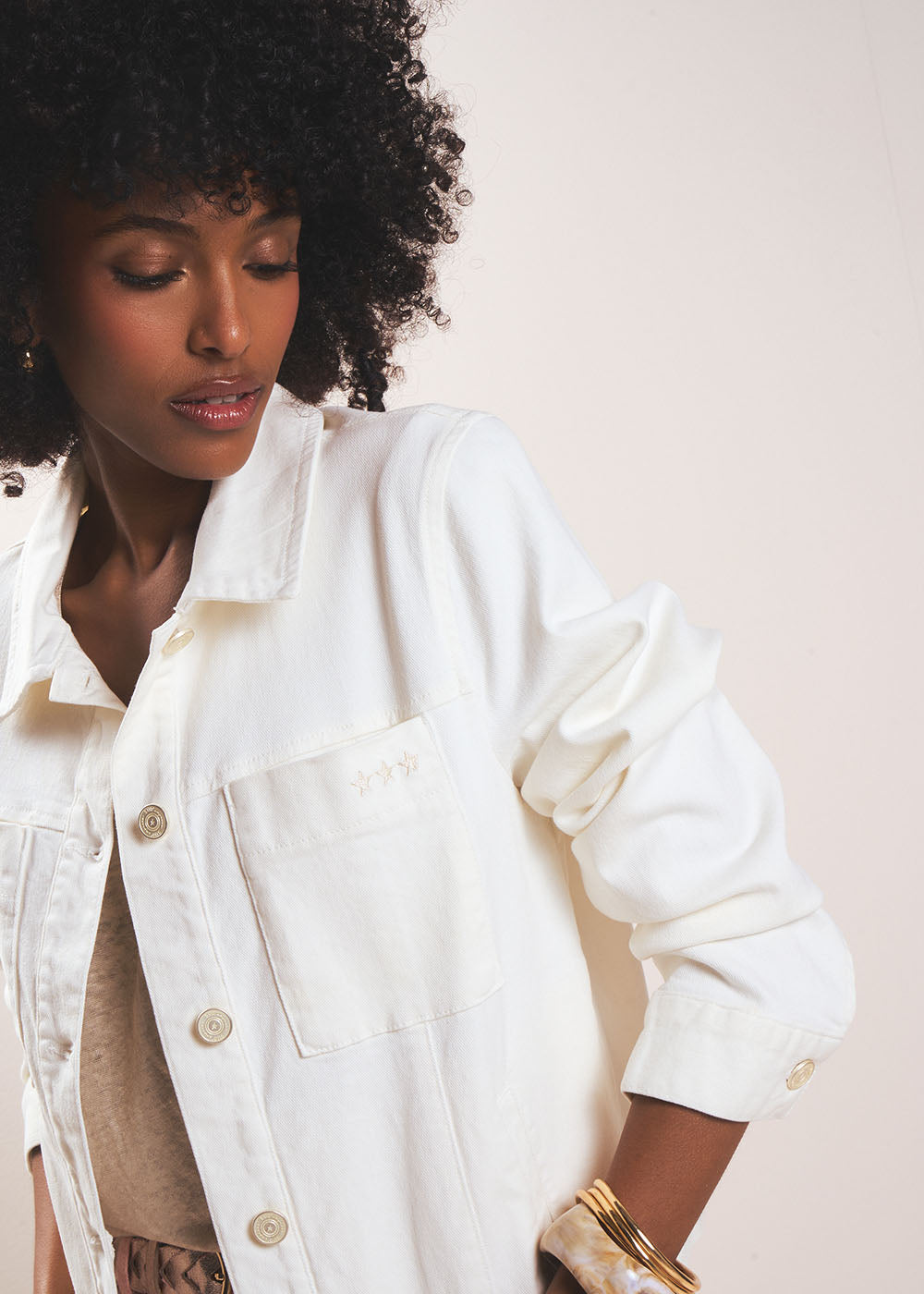 Veste à col chemise à surpiqûres - Sud Express - 5 - Sud Express