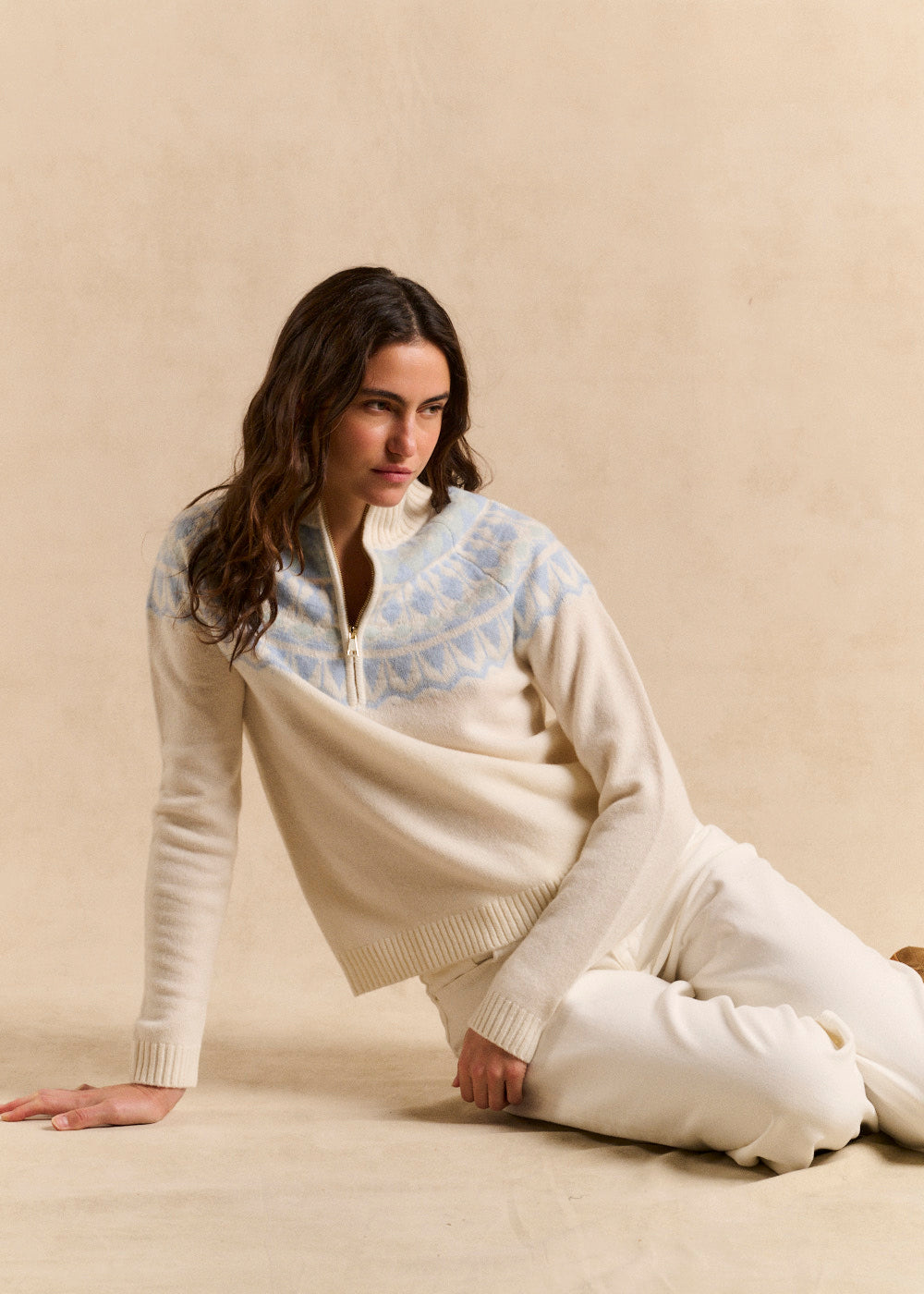 Pull laine col zippé jacquard - Sud Express - 5 - Sud Express